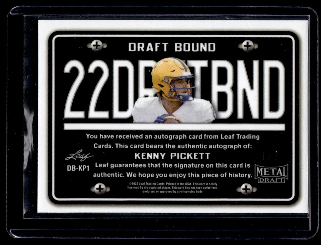2022 Leaf Metal Draft Draft Bound Kenny Pickett #DB-KP1 Auto - Image 2