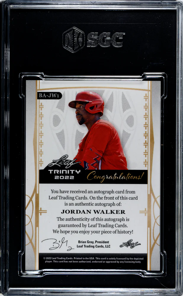 2022 Leaf Trinity #BA-JW1 Jordan Walker Auto. Silver Spectrum /10 SGC 9.5 - Image 2