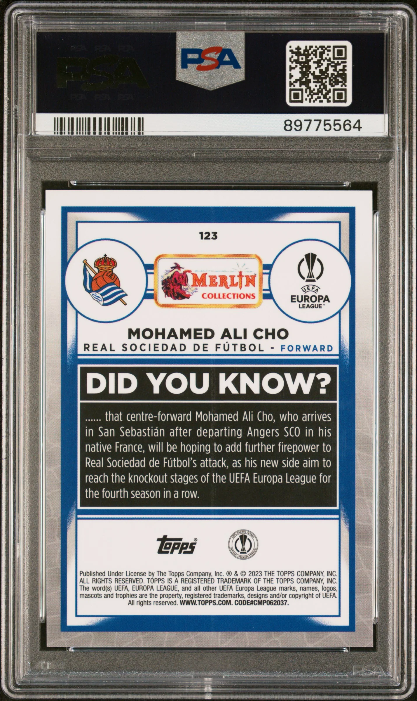 2022 Merlin #123 Mohamed Ali Cho Gold Atomic /50 PSA 10 - Image 2