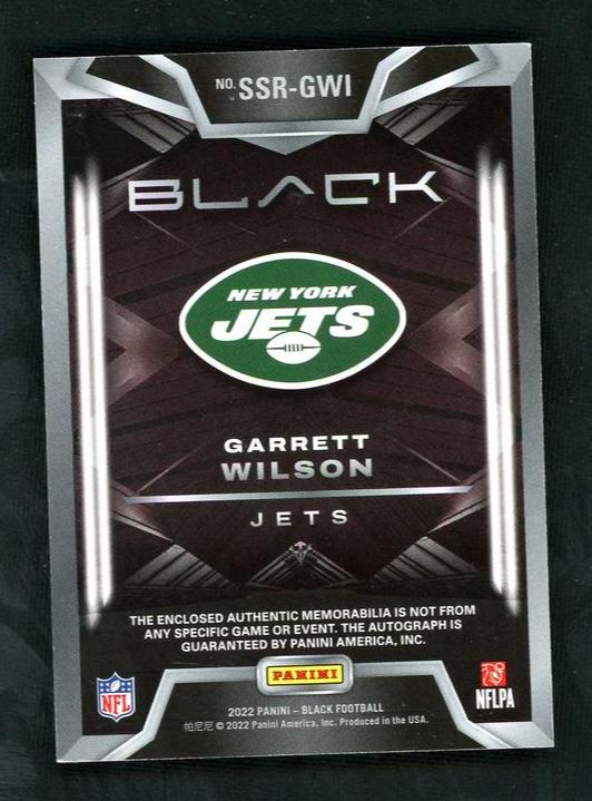 2022 Panini Black SSR-GWI Garrett Wilson Sizeable Signatures Rookie /75 VG New York Jets Auto - Image 2