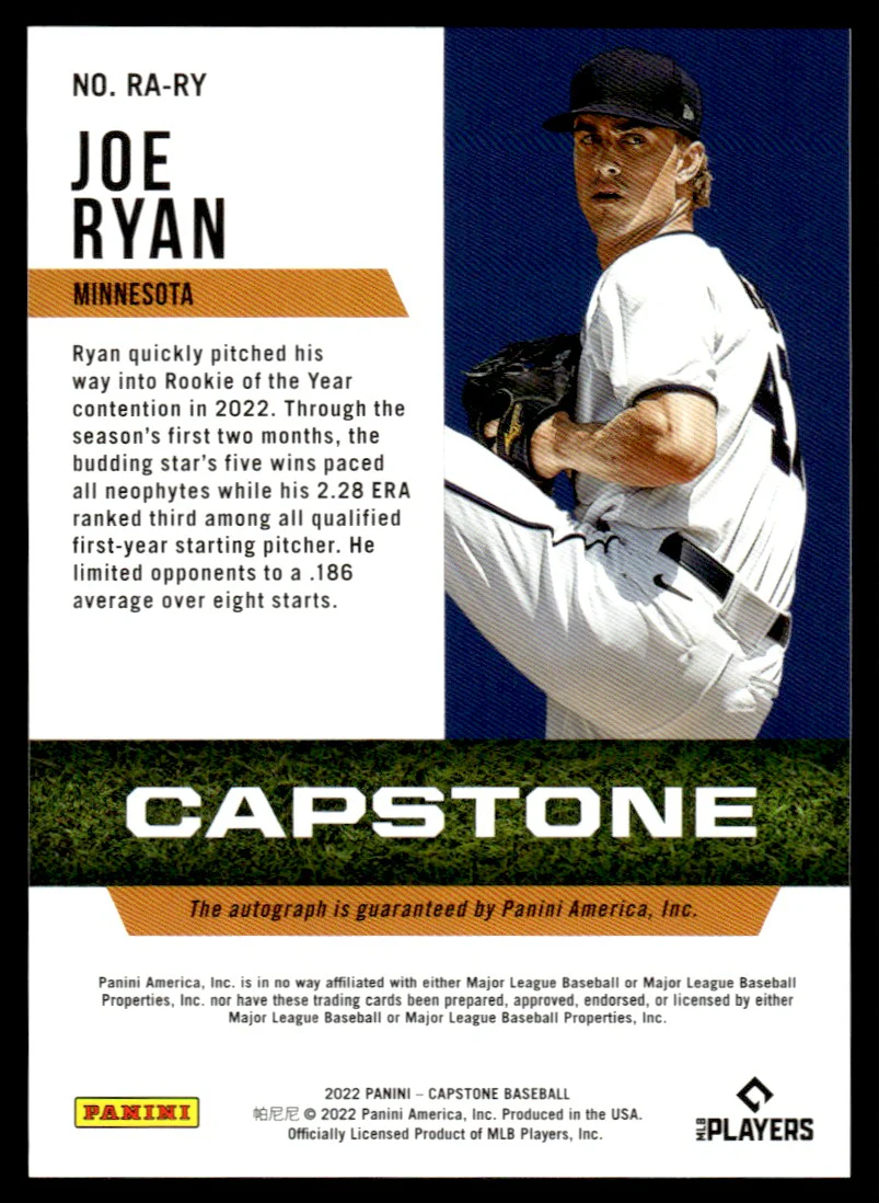 2022 Panini Capstone Joe Ryan #RA-RY RC Auto - Image 2