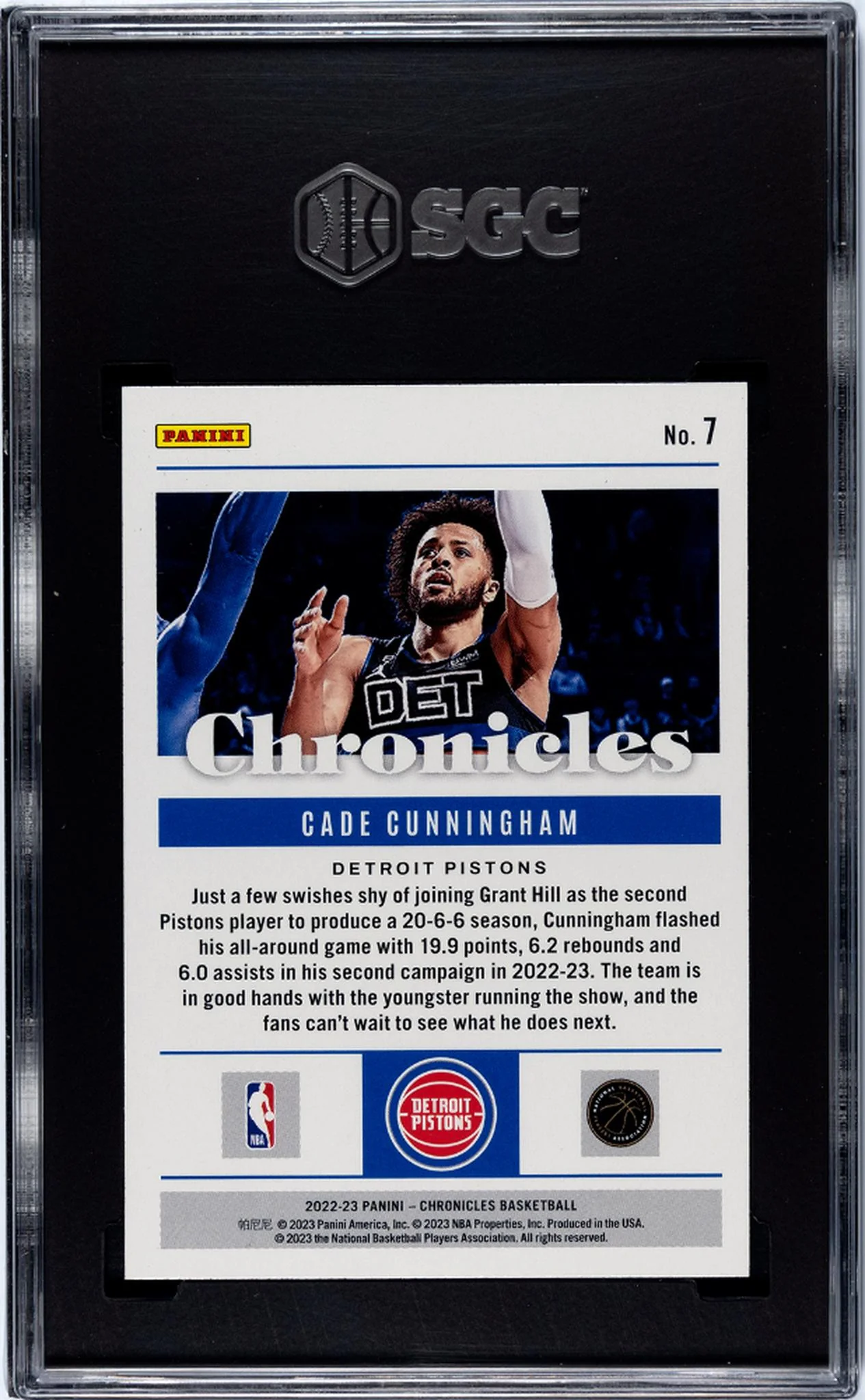 2022 Panini Chronicles Cade Cunningham #7 SGC 9.5 - Image 2
