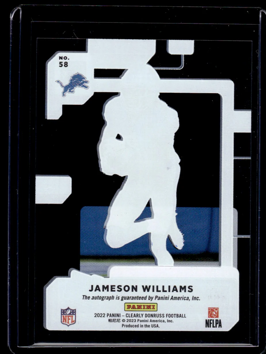 2022 Panini Clearly Donruss Rated Rookie Jameson Williams #58 RC Auto - Image 2