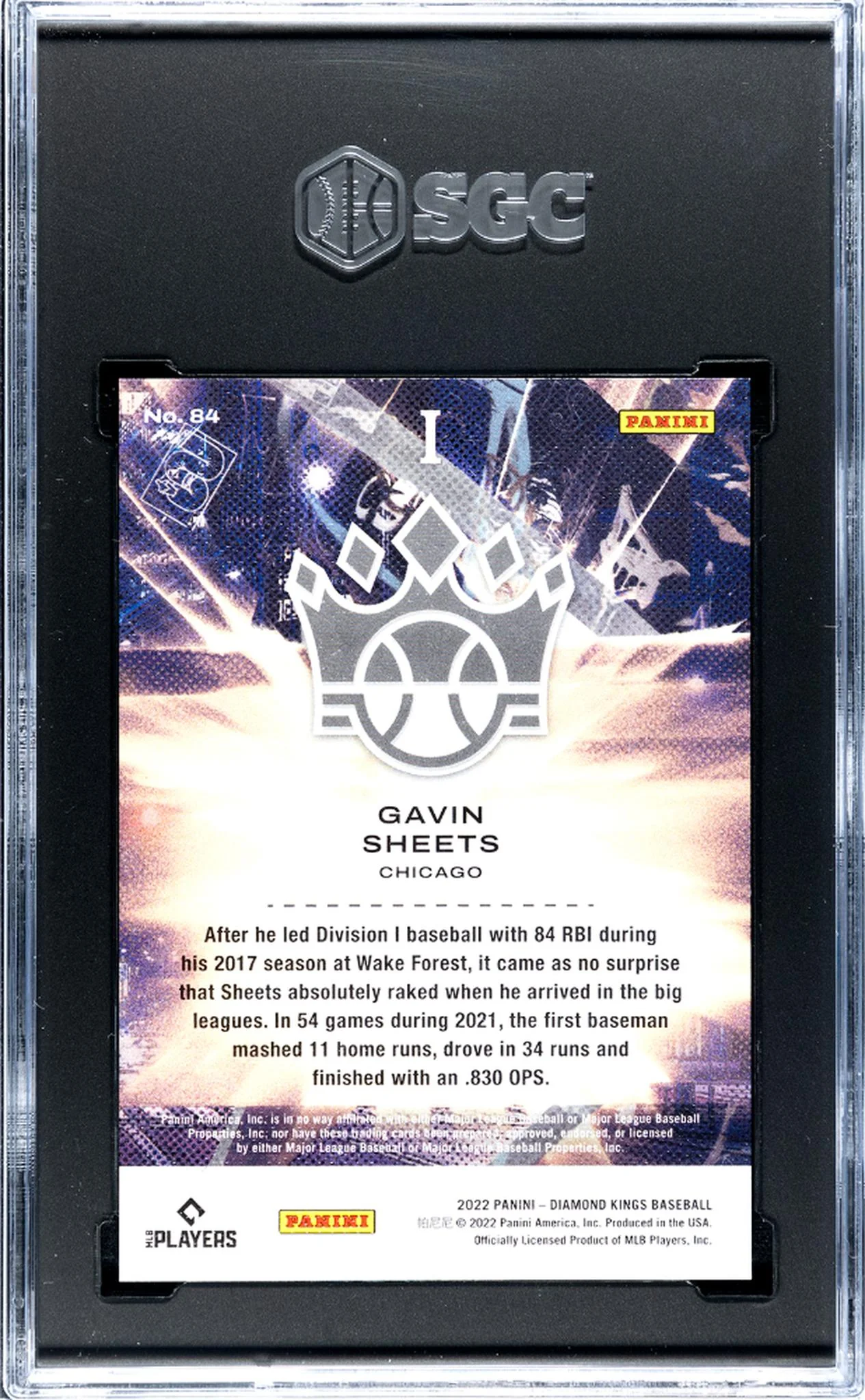 2022 Panini Diamond Kings Blue Frame Gavin Sheets #84 RC SGC 9.5 - Image 2