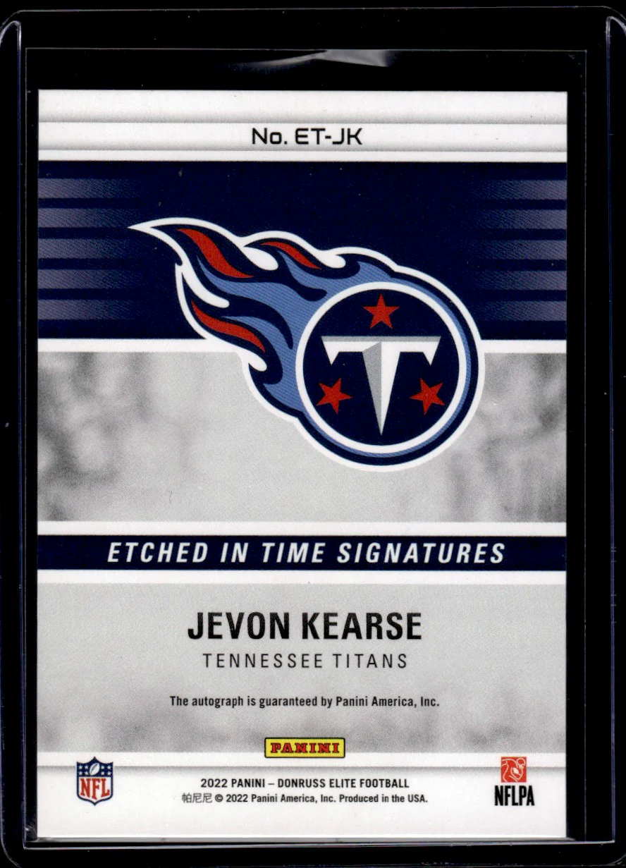 2022 Panini Donruss Elite ET-JK Jevon Kearse Etched In Time Signatures 5/5 Tennessee Titans Auto - Image 2