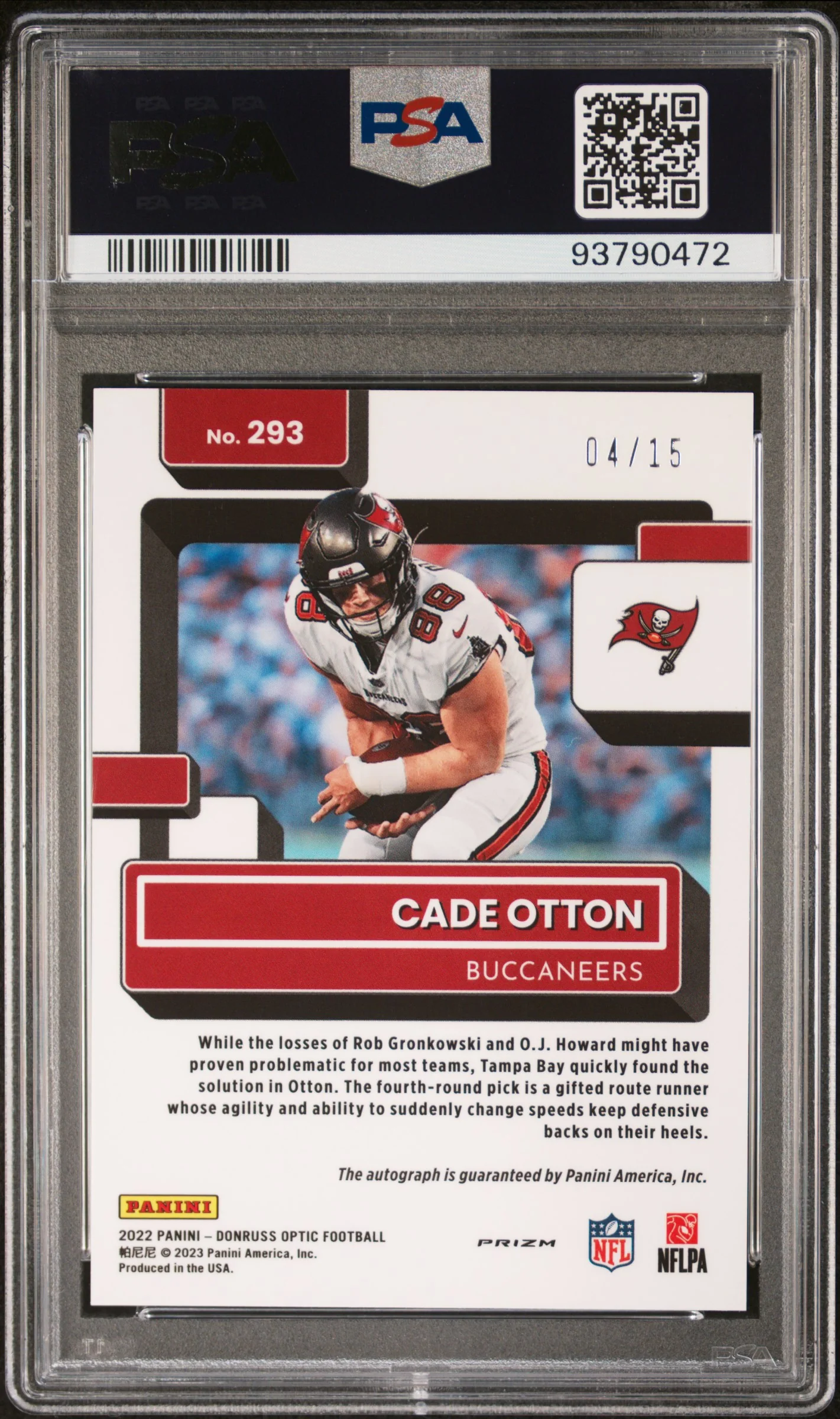 2022 Panini Donruss Optic Autograph Ice Cade Otton #293 RC Auto /15 PSA 10 - Image 2