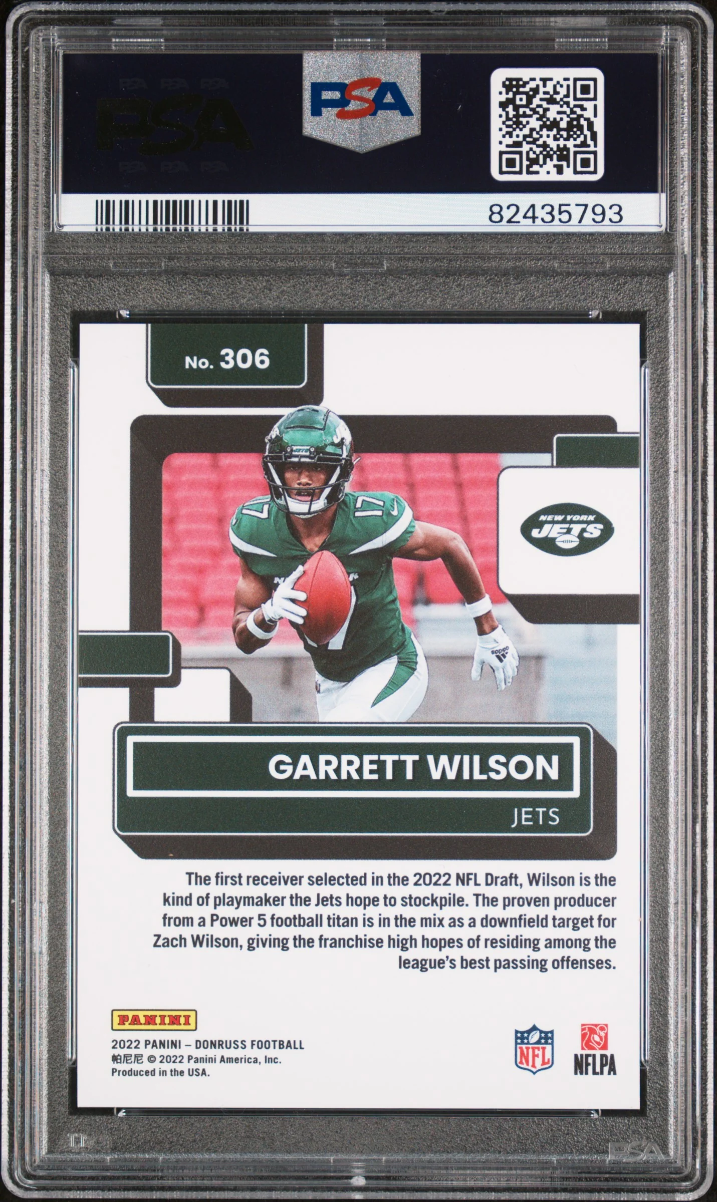 2022 Panini Donruss Premium Press Proof Garrett Wilson #306 PSA 10 - Image 2