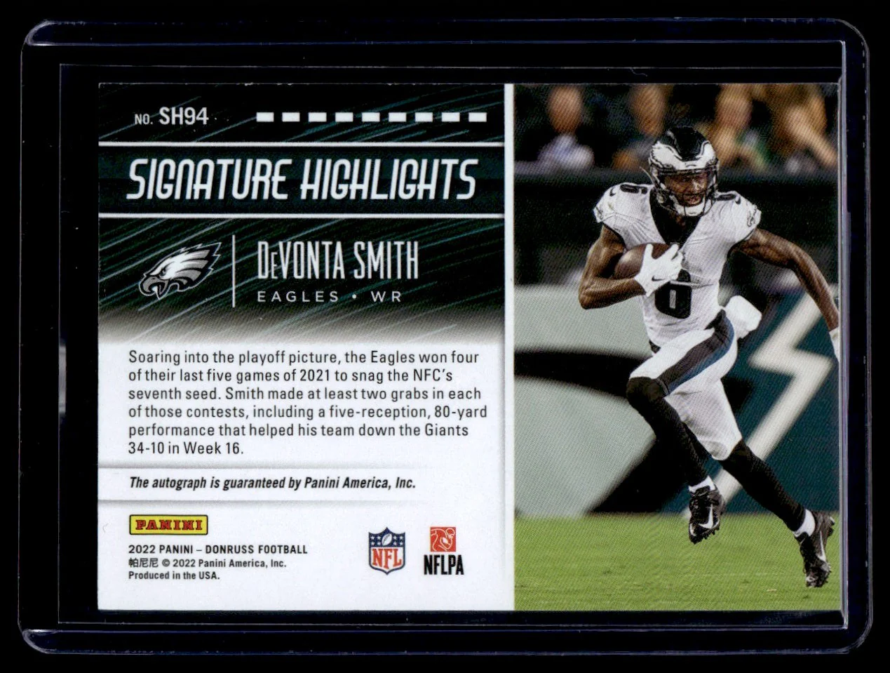 2022 Panini Donruss Signature Highlights DeVonta Smith #SH94 Auto - Image 2