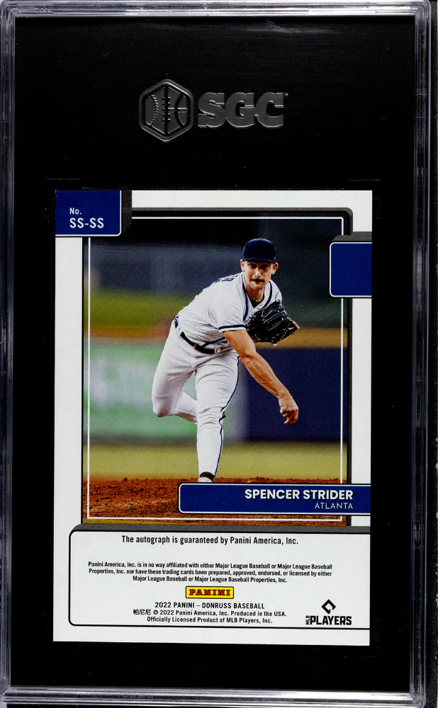 2022 Panini Donruss Signature Series Spencer Strider #SS-SS Auto SGC 9.5 Auto 10 - Image 2