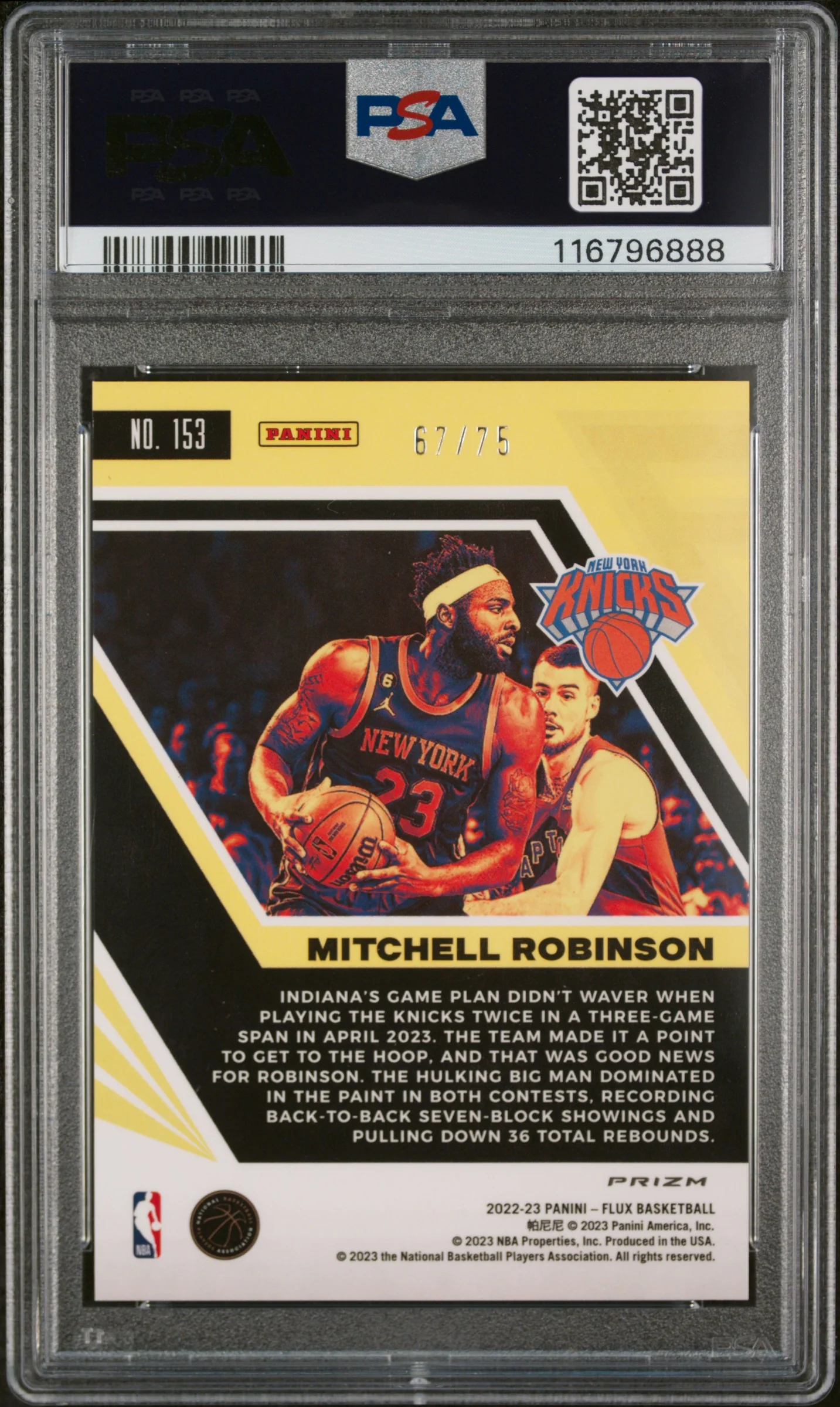 2022 Panini Flux Supernova Mitchell Robinson #153 /75 PSA 10 - Image 2