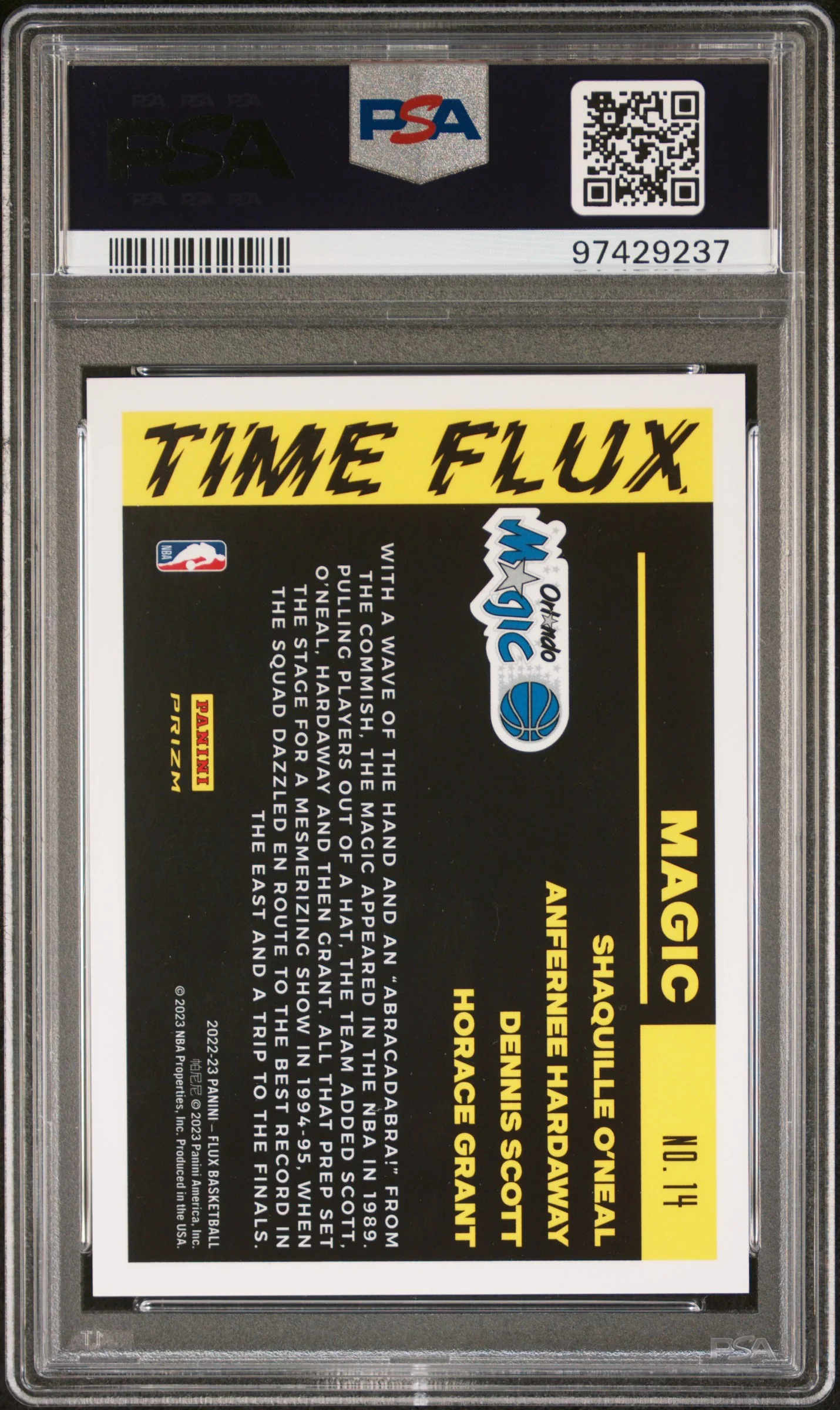 2022 Panini Flux Time Flux Anfernee Hardaway/Dennis Scott/Horace Grant/Shaquille O'Neal #14 PSA 10 - Image 2
