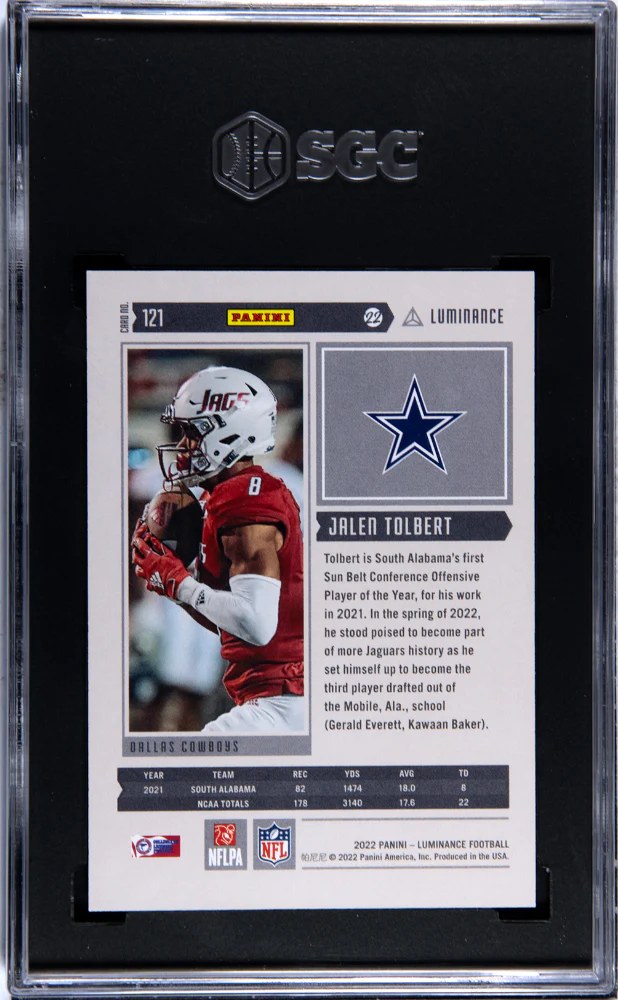 2022 Panini Luminance Gold Jalen Tolbert #121 RC /249 SGC 9.5 - Image 2