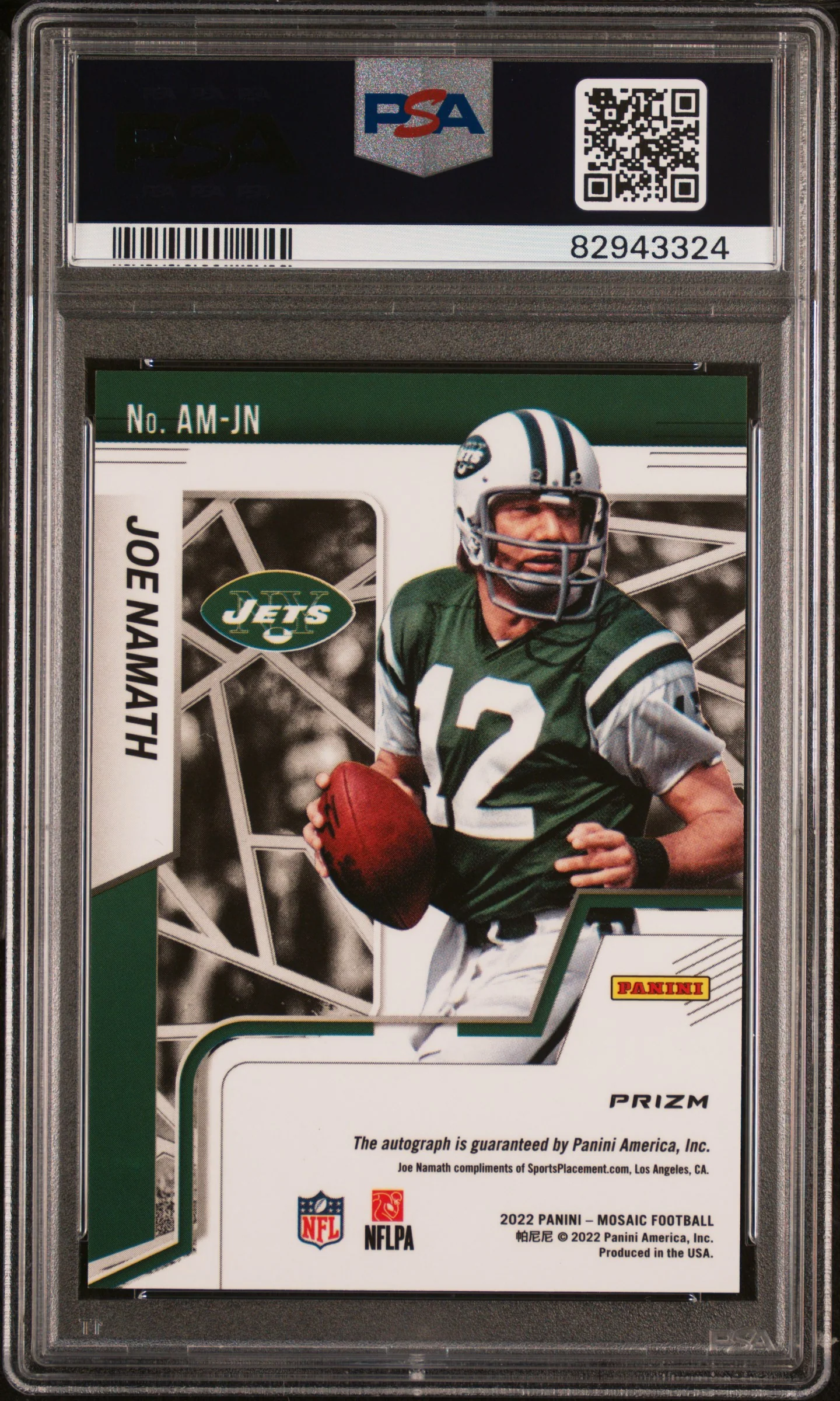 2022 Panini Mosaic Autographs Mosaic Red Joe Namath #AMJN PSA 10 - Image 2