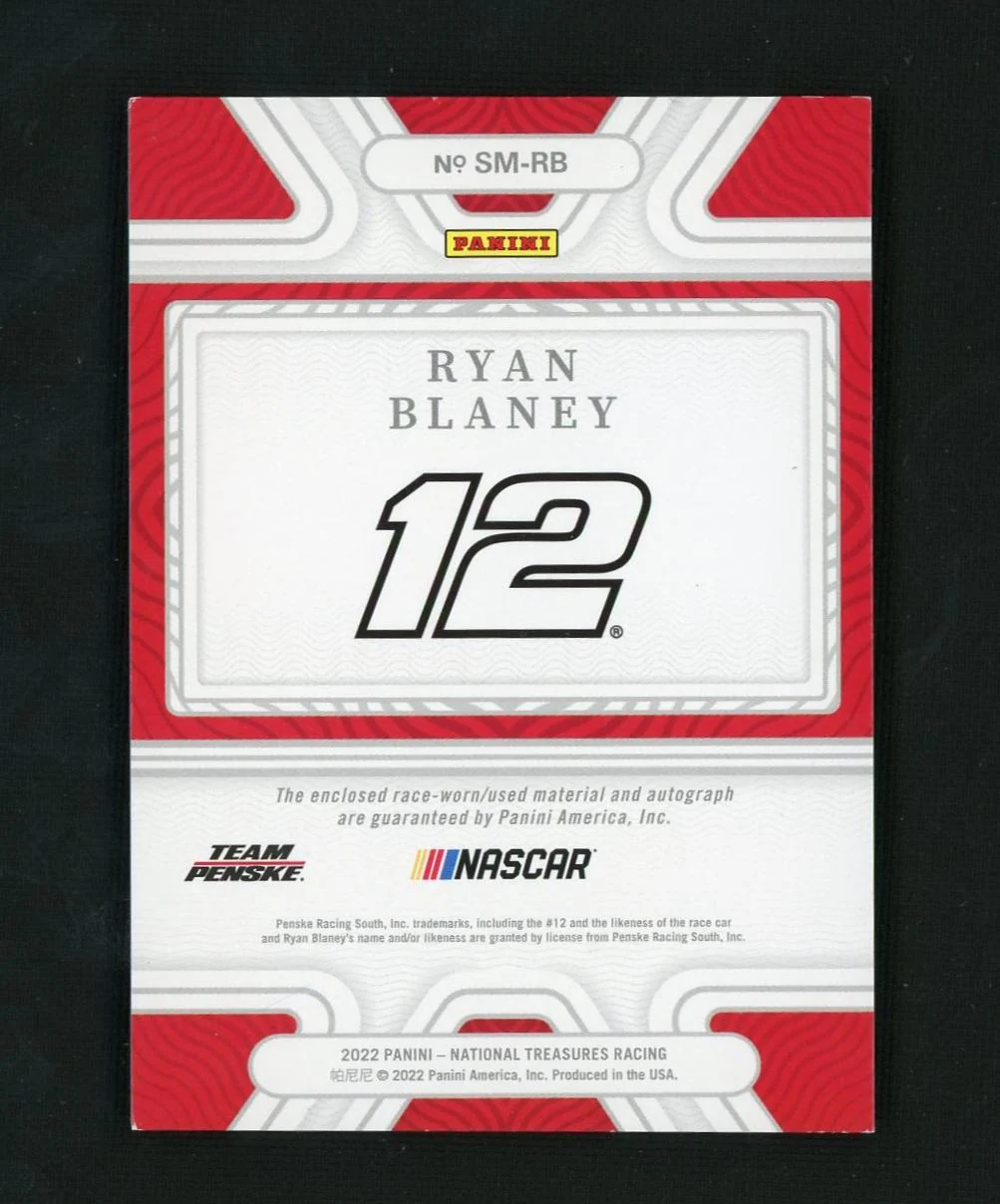 2022 Panini National Treasures Ryan Blaney Sheet Metal Signatures /10 - Image 2