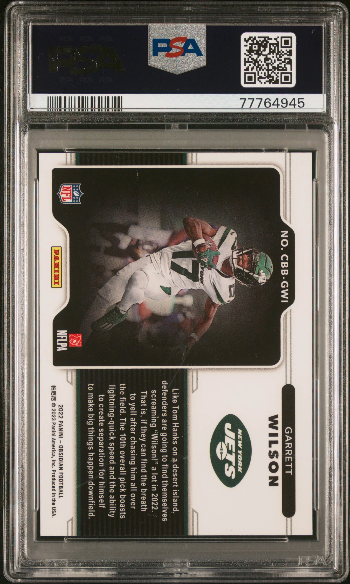 2022 Panini Obsidian Color Blast Black Garrett Wilson #8 PSA 10 - Image 2