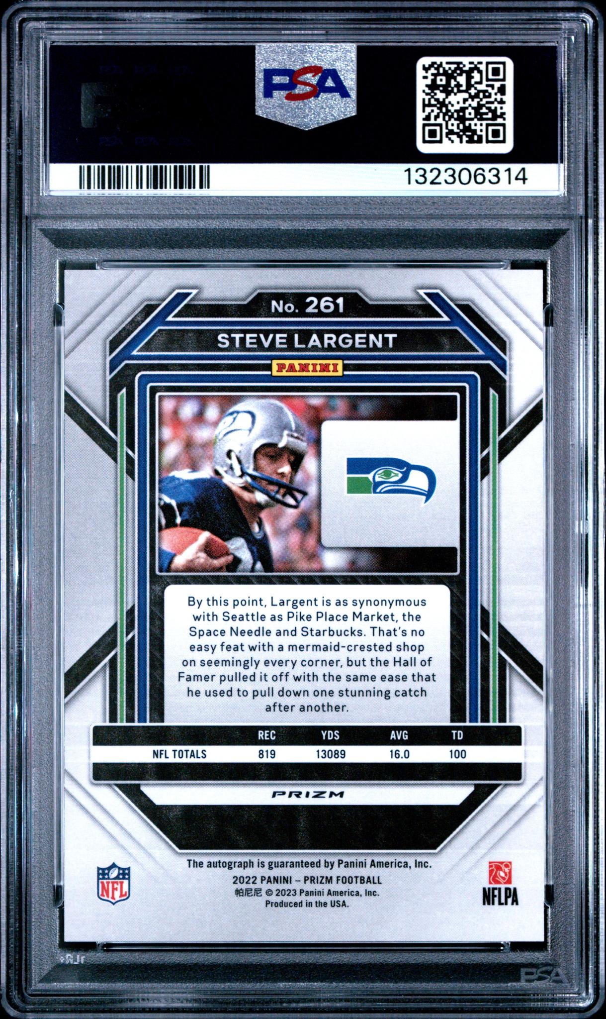 2022 Panini Prizm Autograph Steve Largent #261 PSA 9 - Image 2