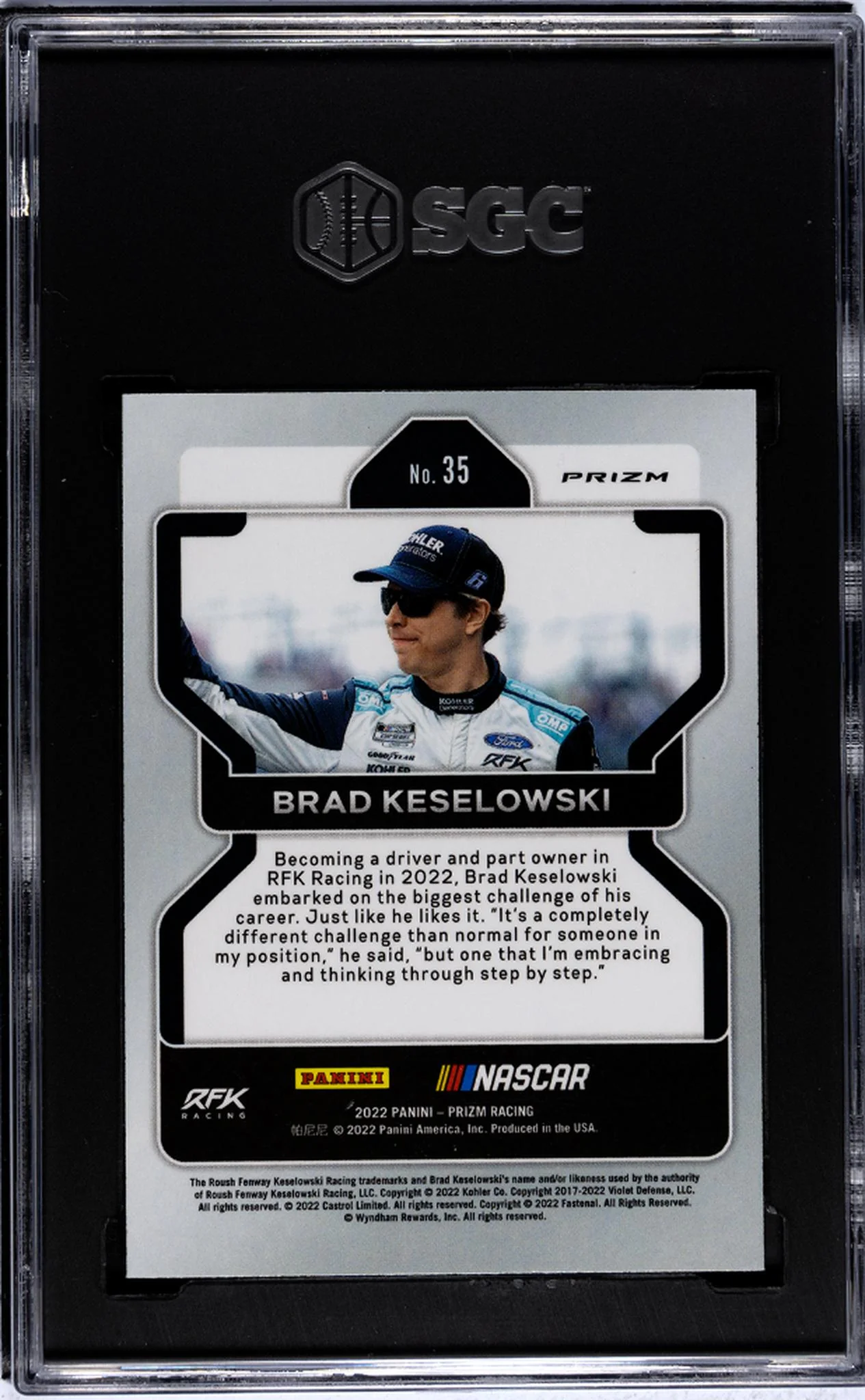 2022 Panini Prizm Blue Brad Keselowski #35 SGC 10 - Image 2