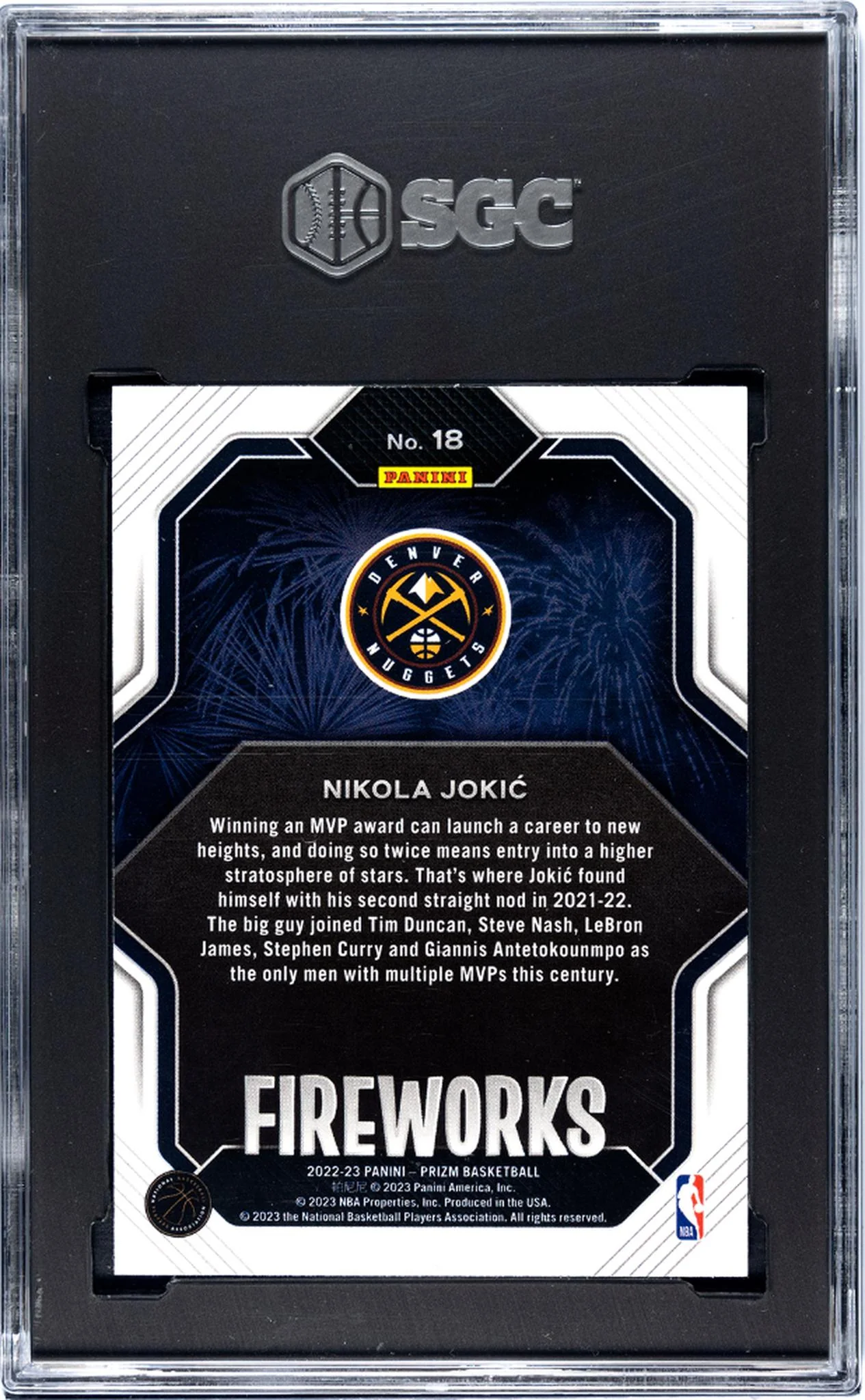 2022 Panini Prizm Fireworks Nikola Jokić #18 SGC 8 - Image 2