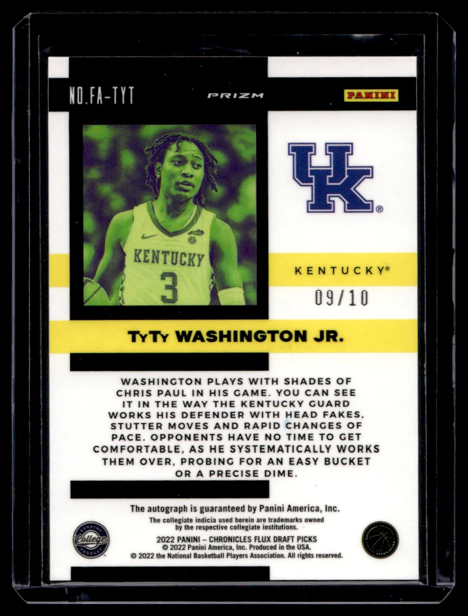 2022 Panini Prizm Flux Gold TyTy Washington Jr. #FA-TYT Auto /10 - Image 2