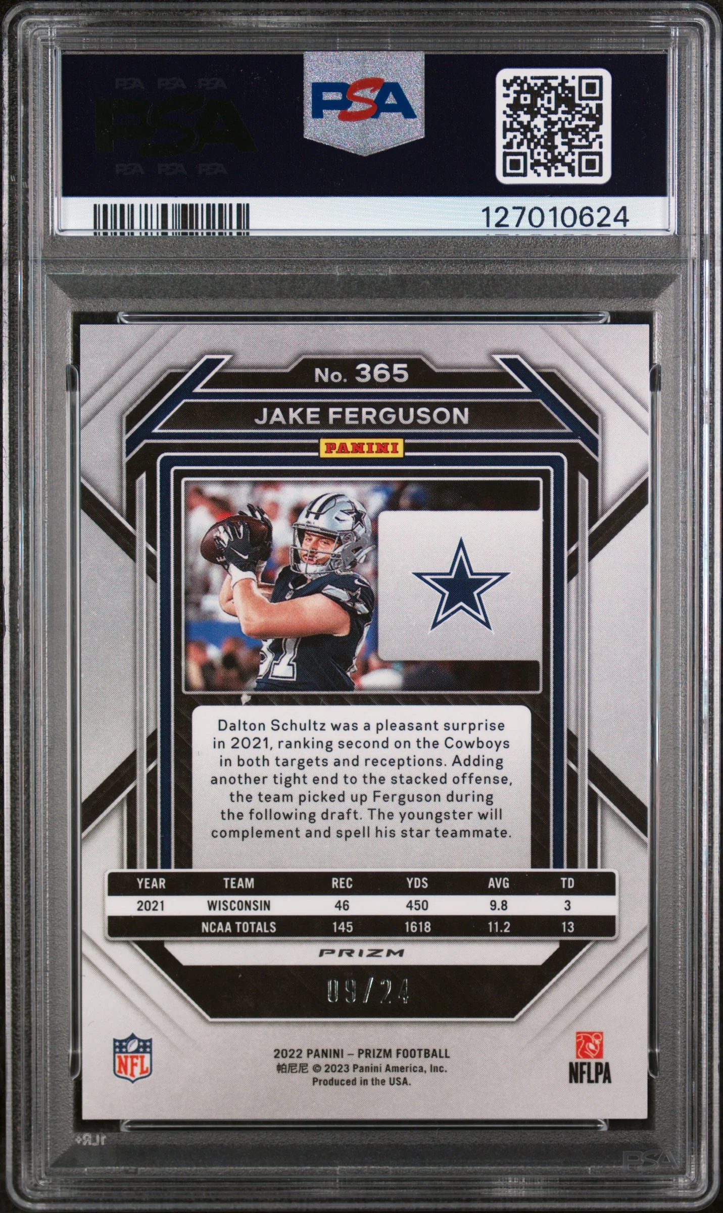 2022 Panini Prizm Gold Sparkle Jason Ferguson #365 PSA 9 - Image 2