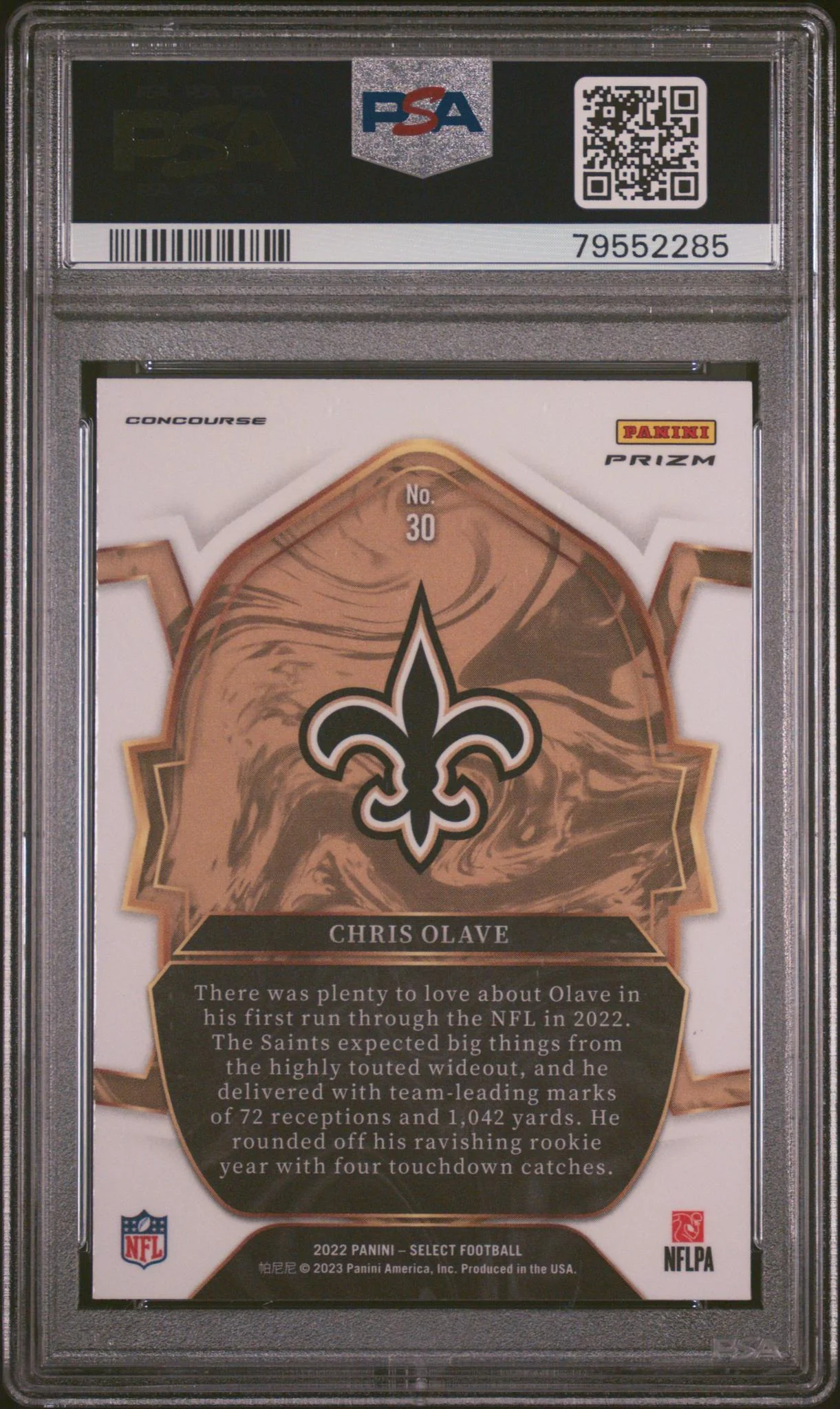 2022 Panini Select Prizm Silver Chris Olave #30 PSA 10 - Image 2