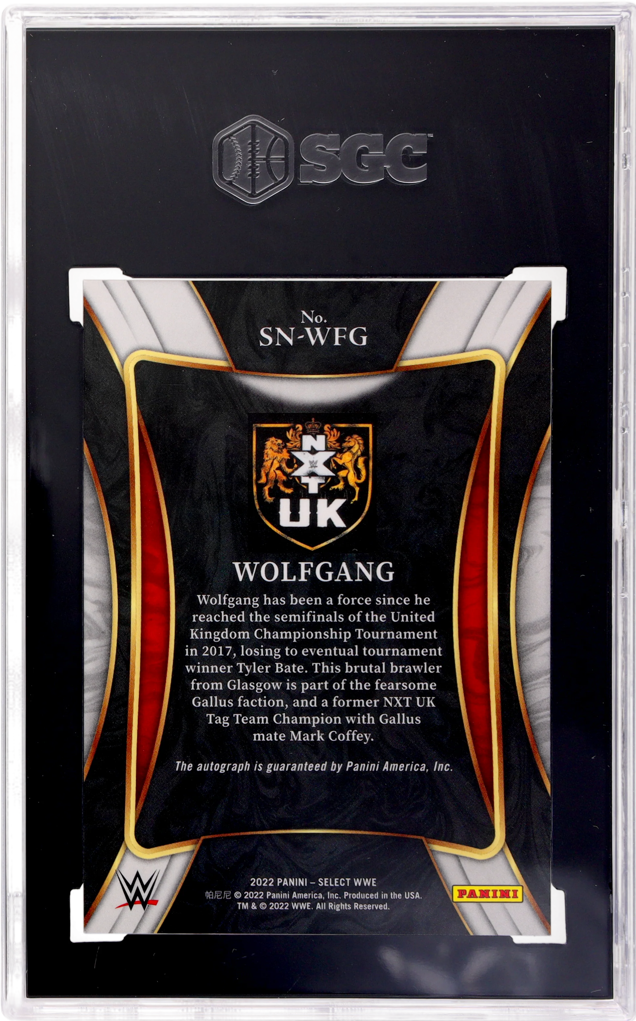 2022 Panini Select Signature Selections Wolfgang #SN-WFG Auto SGC 9.5 Auto 10 - Image 2