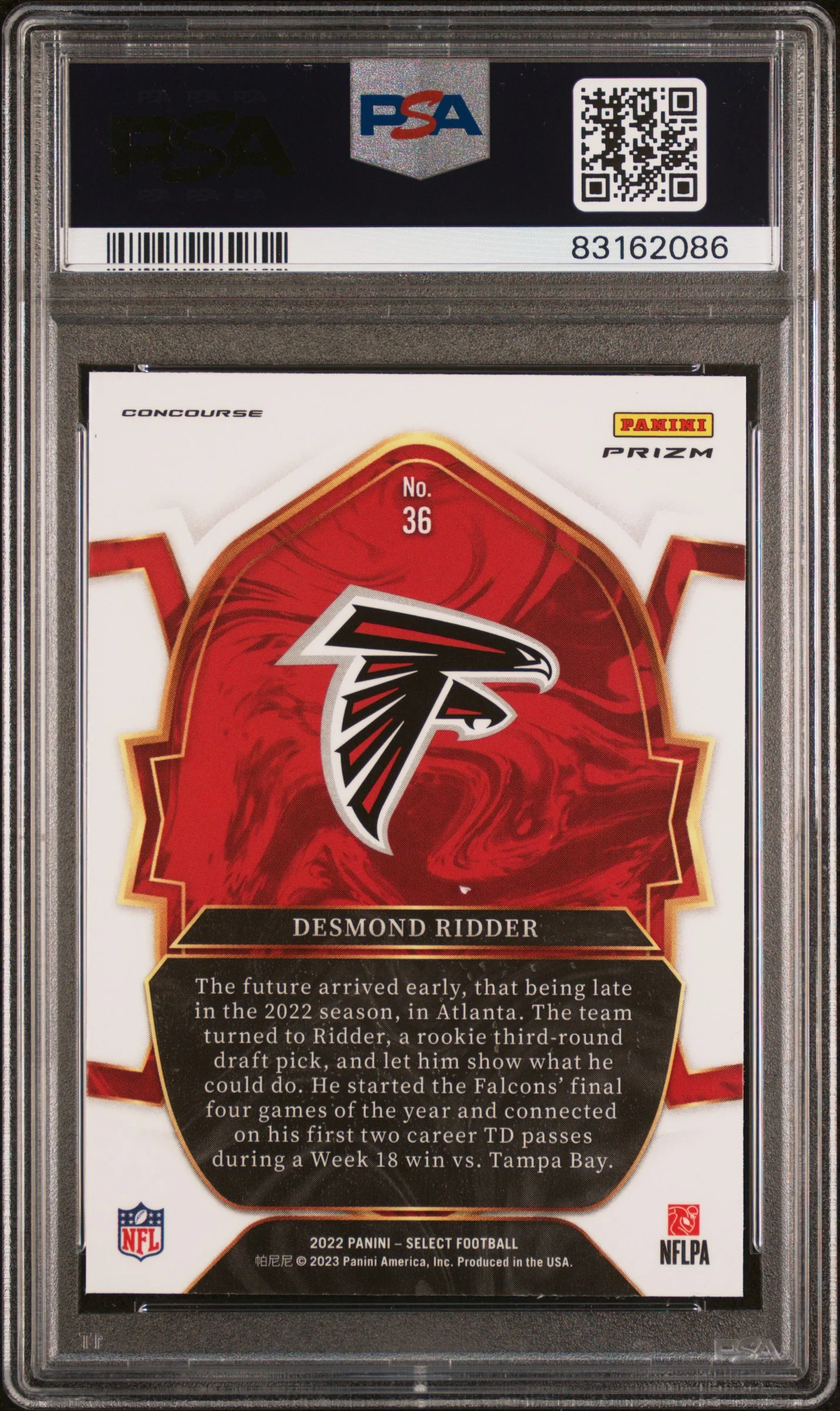 2022 Panini Select Silver Desmond Ridder #36 RC Prizm PSA 10 - Image 2