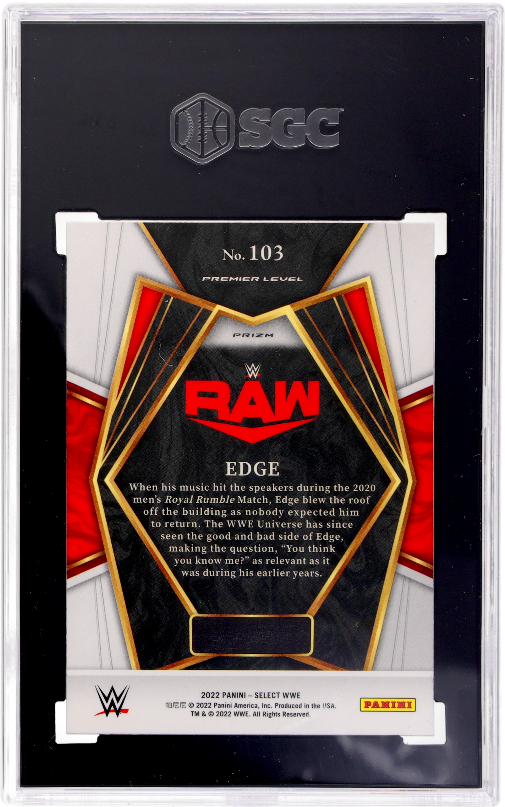 2022 Panini Select WWE Edge #103 Silver Prizm SGC 10 - Image 2