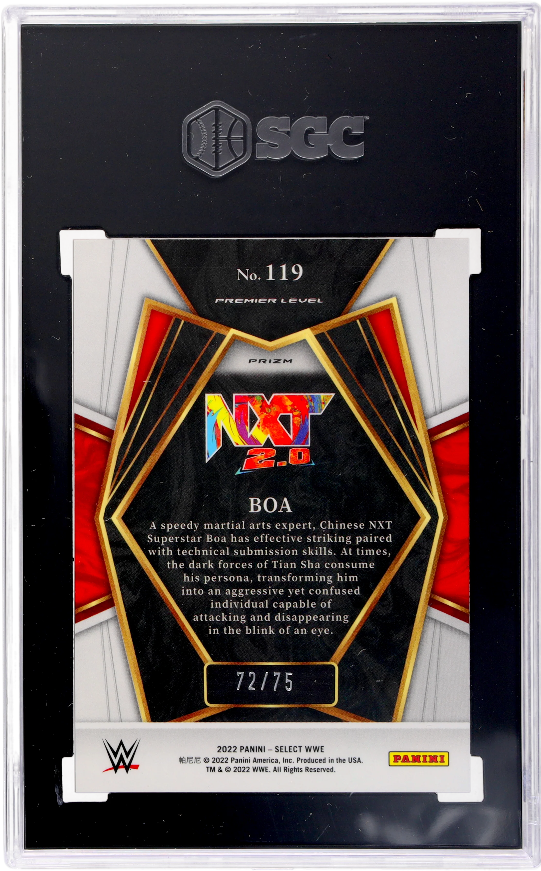 2022 Panini Select WWE Purple Prizm Boa #119 Premier Level /75 SGC 10 - Image 2