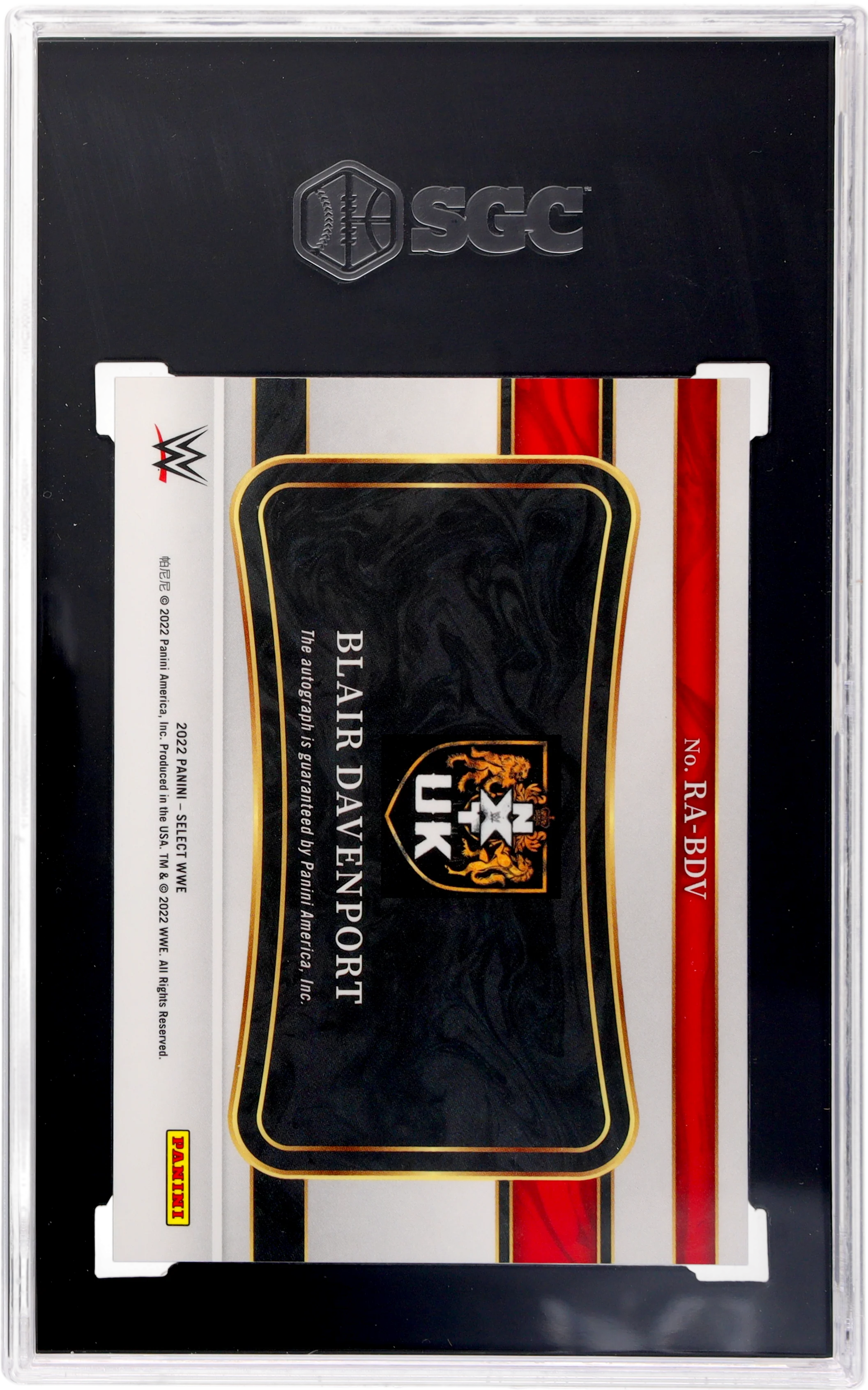 2022 Panini Select Wwe #RA-BDV Blair Davenport Ringside Action Sigs. SGC 10 - Image 2