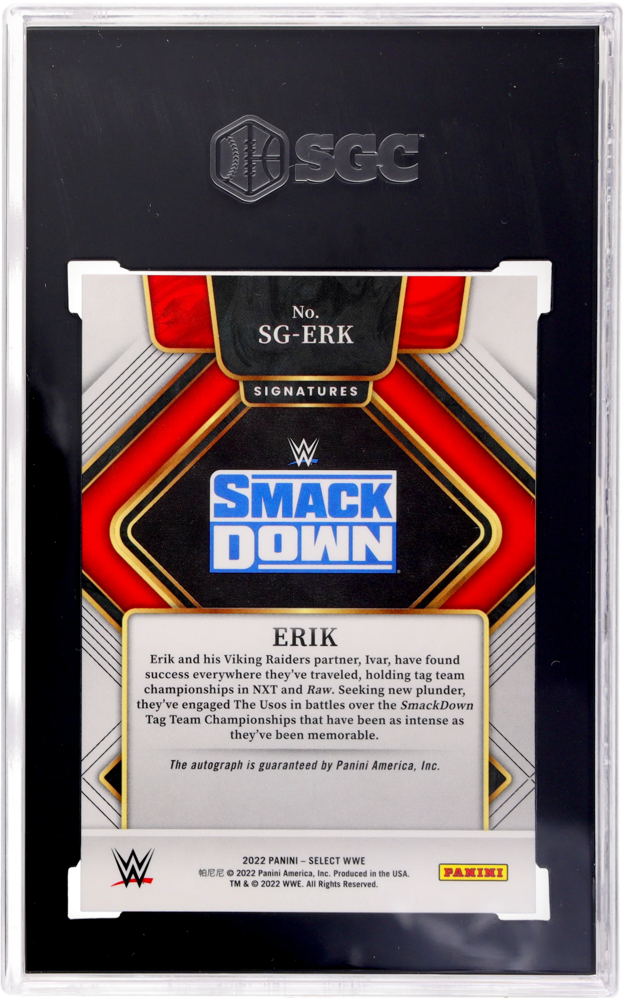 2022 Panini Select Wwe #SG-ERK Erik Sigs. SGC 10 - Image 2