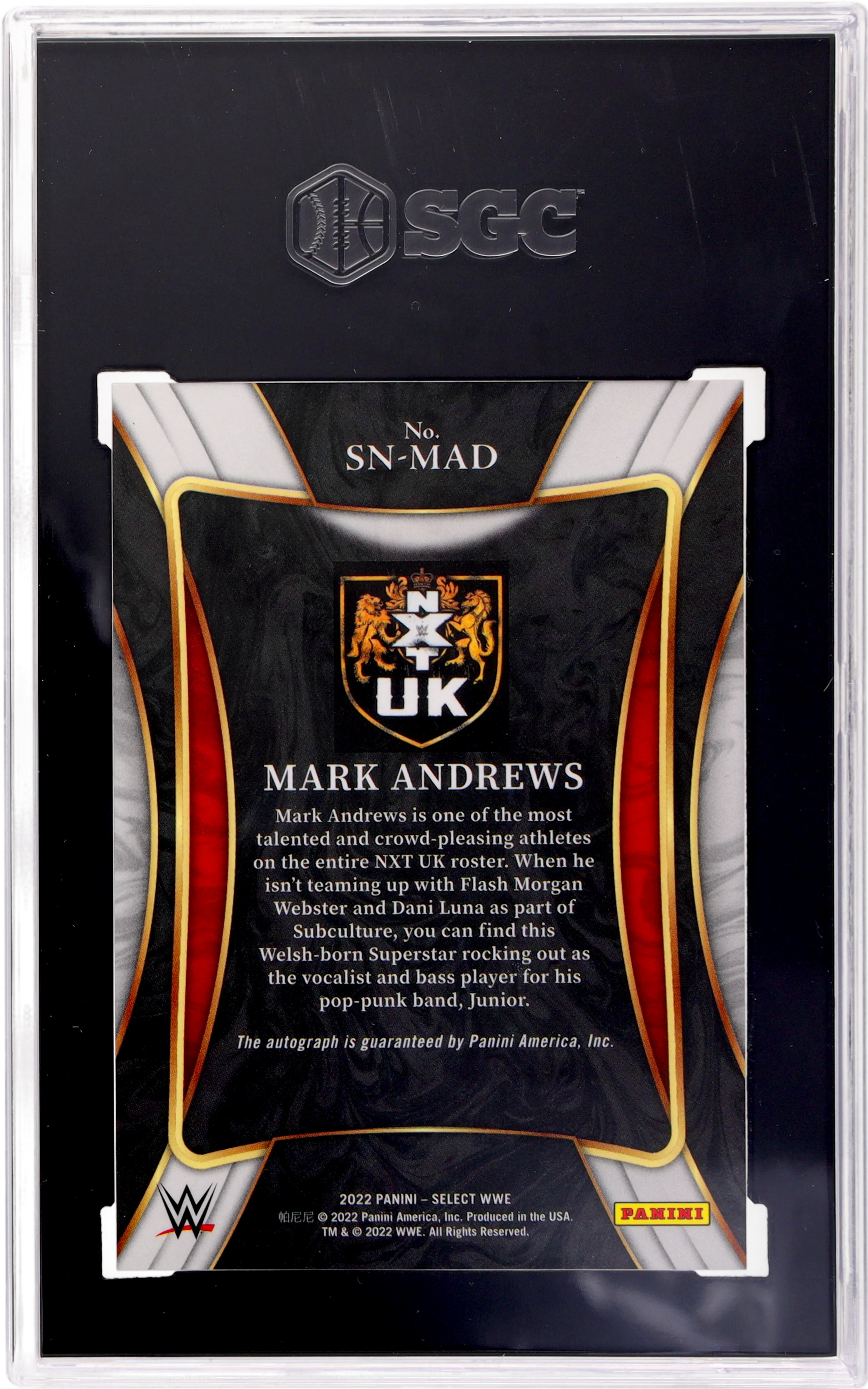 2022 Panini Select Wwe #SN-MAD Mark Andrews Sig. Selections SGC 10 - Image 2