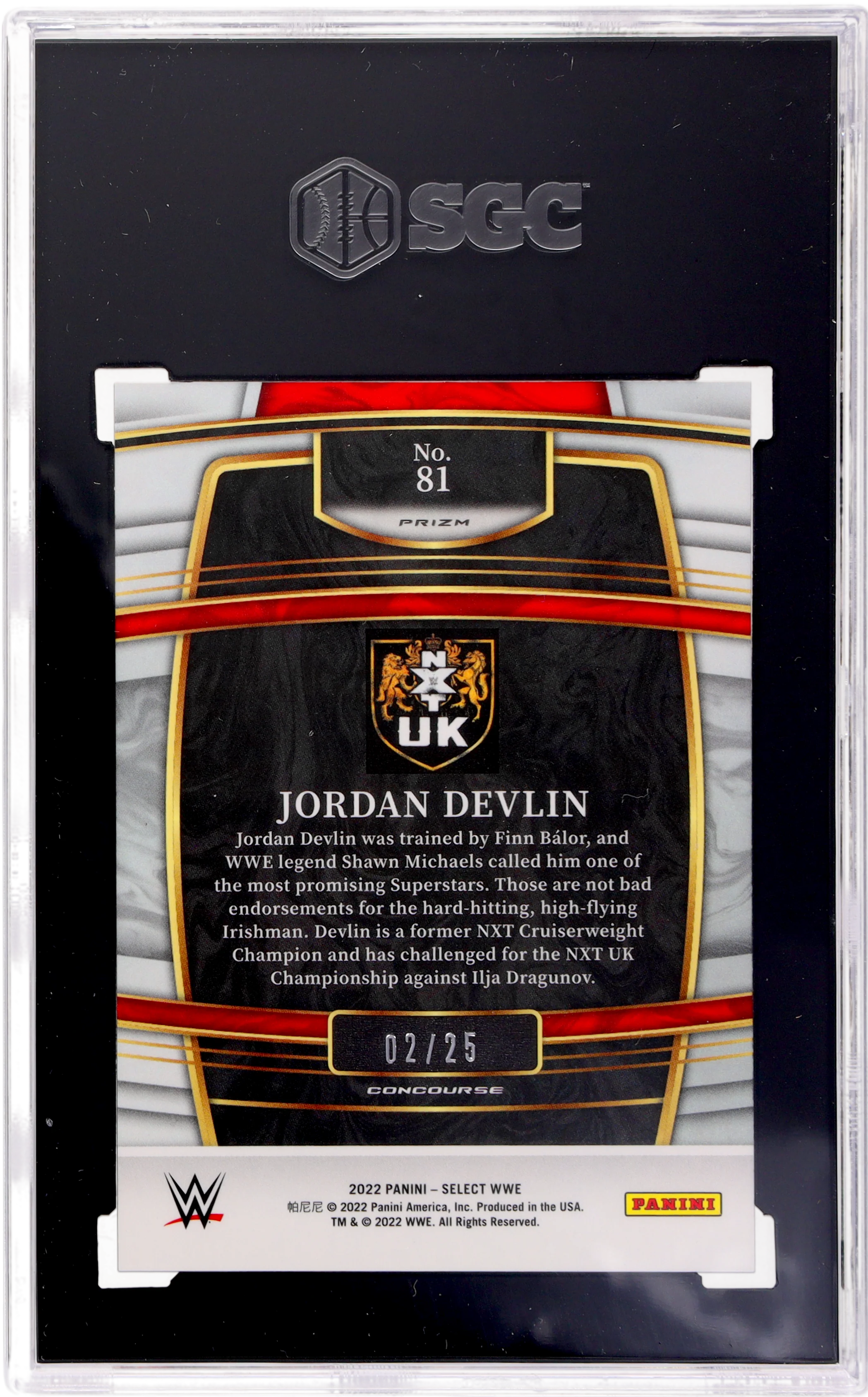 2022 Panini Select WWE Tie-Dye Prizm Jordan Devlin #81 /25 SGC 9 - Image 2
