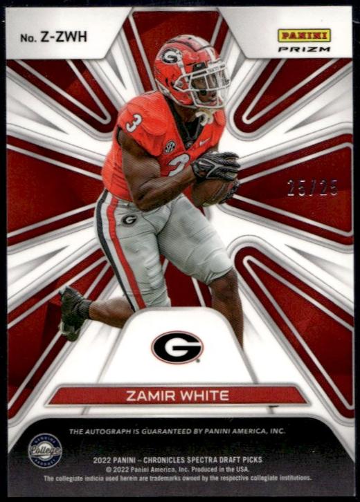 2022 Panini Spectra Z-ZWH Zamir White In the Zone /25 Georgia Auto - Image 2