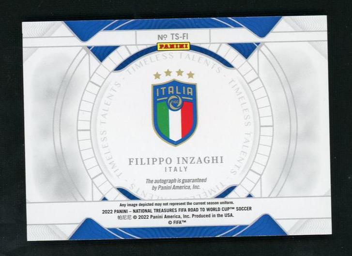2022 Panini TS-FI Filippo Inzaghi Timeless Talents /99 Italy Auto - Image 2