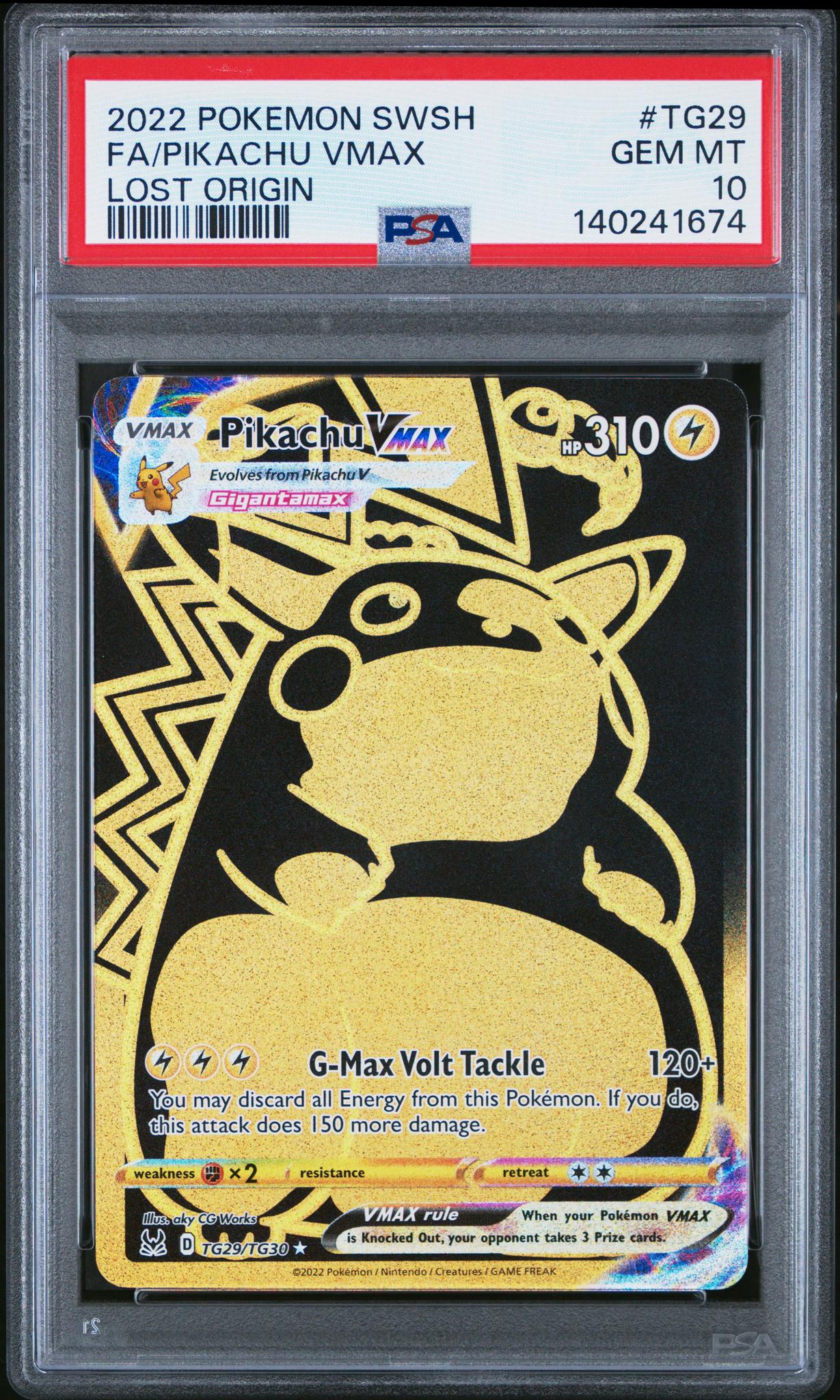 2022 Pokemon Sword and Shield Lost Origin Trainer Gallery Pikachu Vmax #TG29 PSA 10