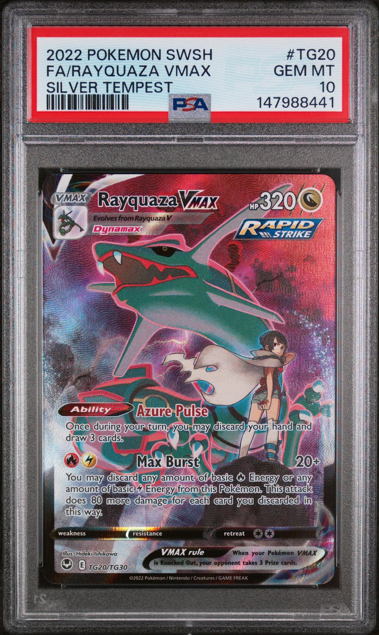 2022 Pokemon Sword and Shield Silver Tempest Trainer Gallery Rayquaza Vmax #TG20 PSA 10