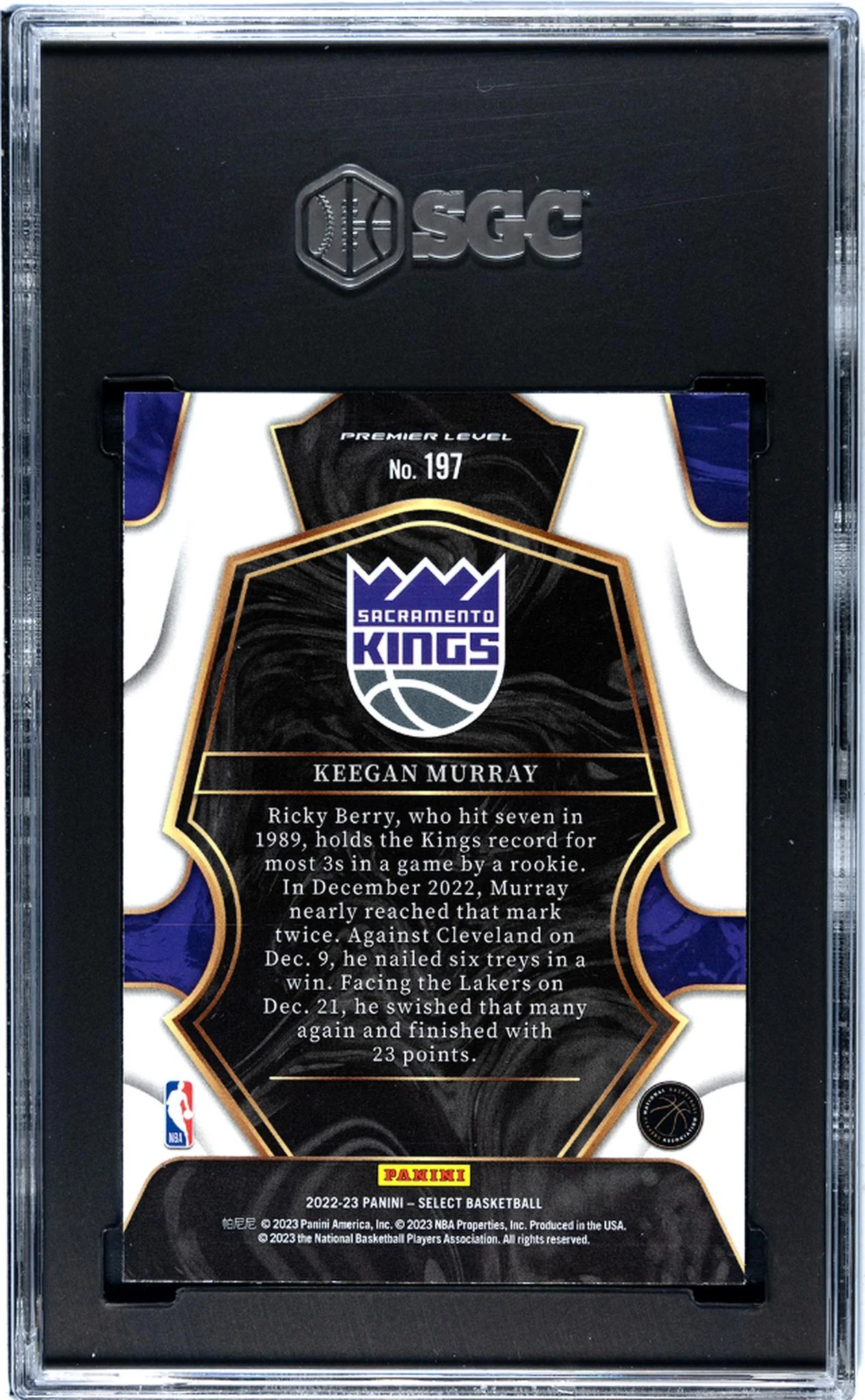 2022 Select #197 Keegan Murray Blue Retail SGC 10 - Image 2