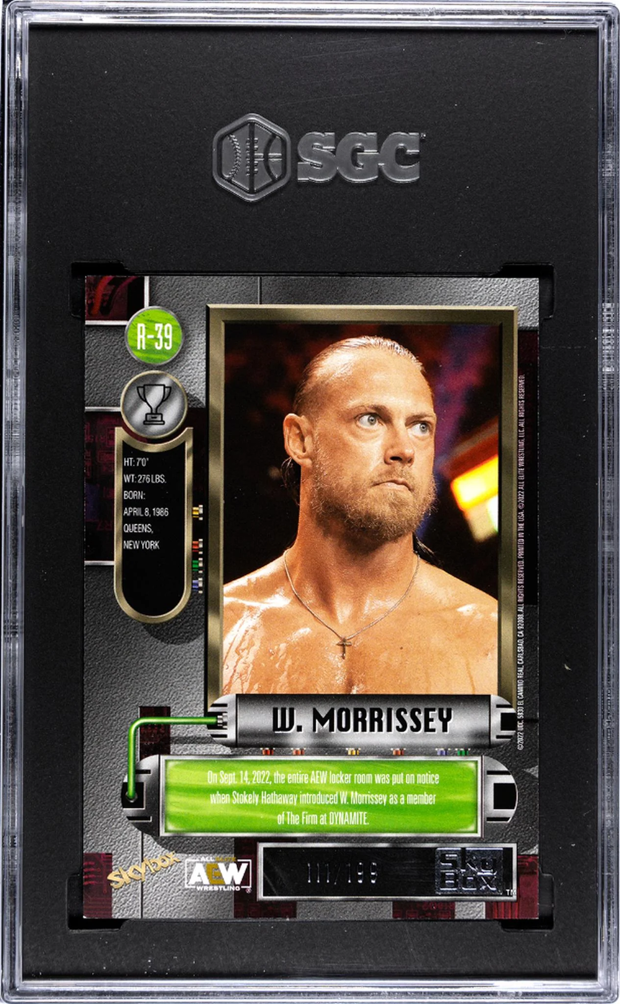 2022 Skybox Metal Univ AEW 97-98 Retro Purple Spec W. Morrissey #R-39 /199 SGC 9 - Image 2