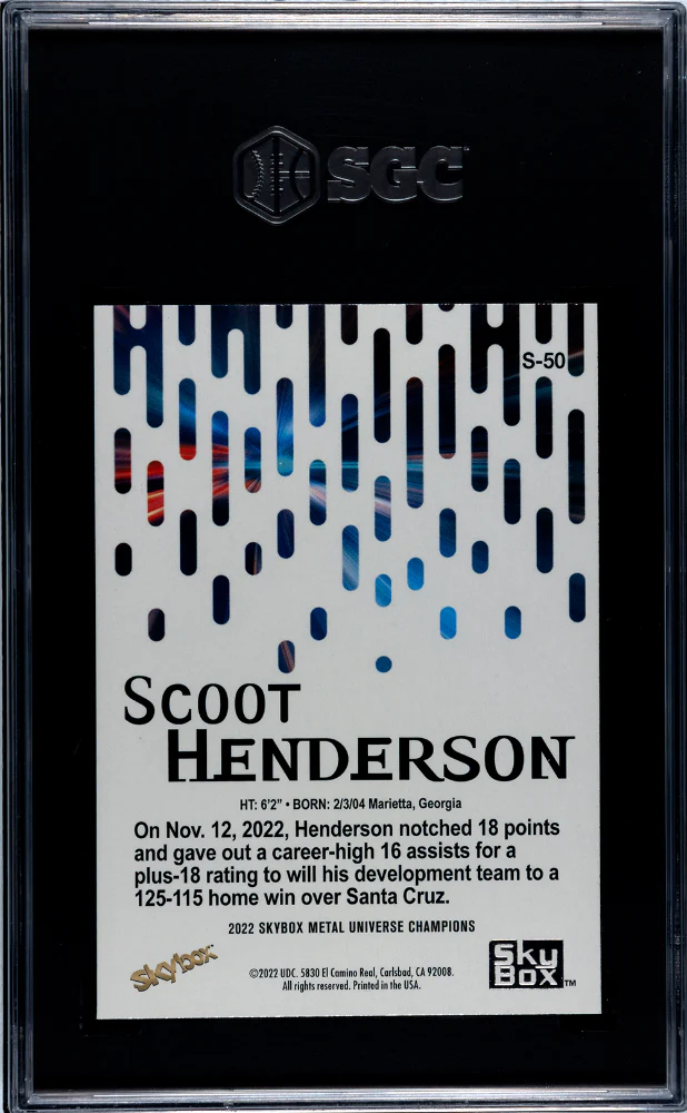 2022 SkyBox Premium #S-50 Scoot Henderson Metal Universe SGC 10 - Image 2