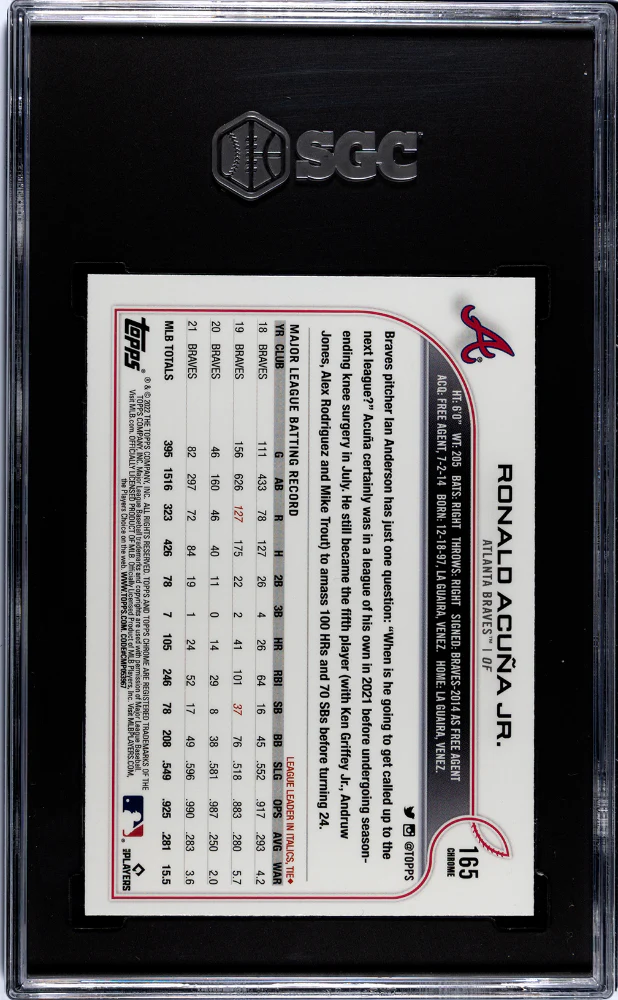 2022 Topps Chrome Ronald Acuna Jr. #165 SGC 9 - Image 2