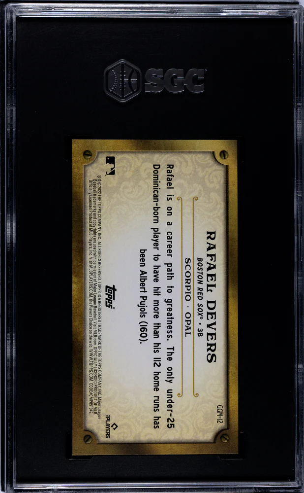 2022 Topps Gypsy Queen GO Gems Mini Rafael Devers #GGM-12 SGC 10 - Image 2