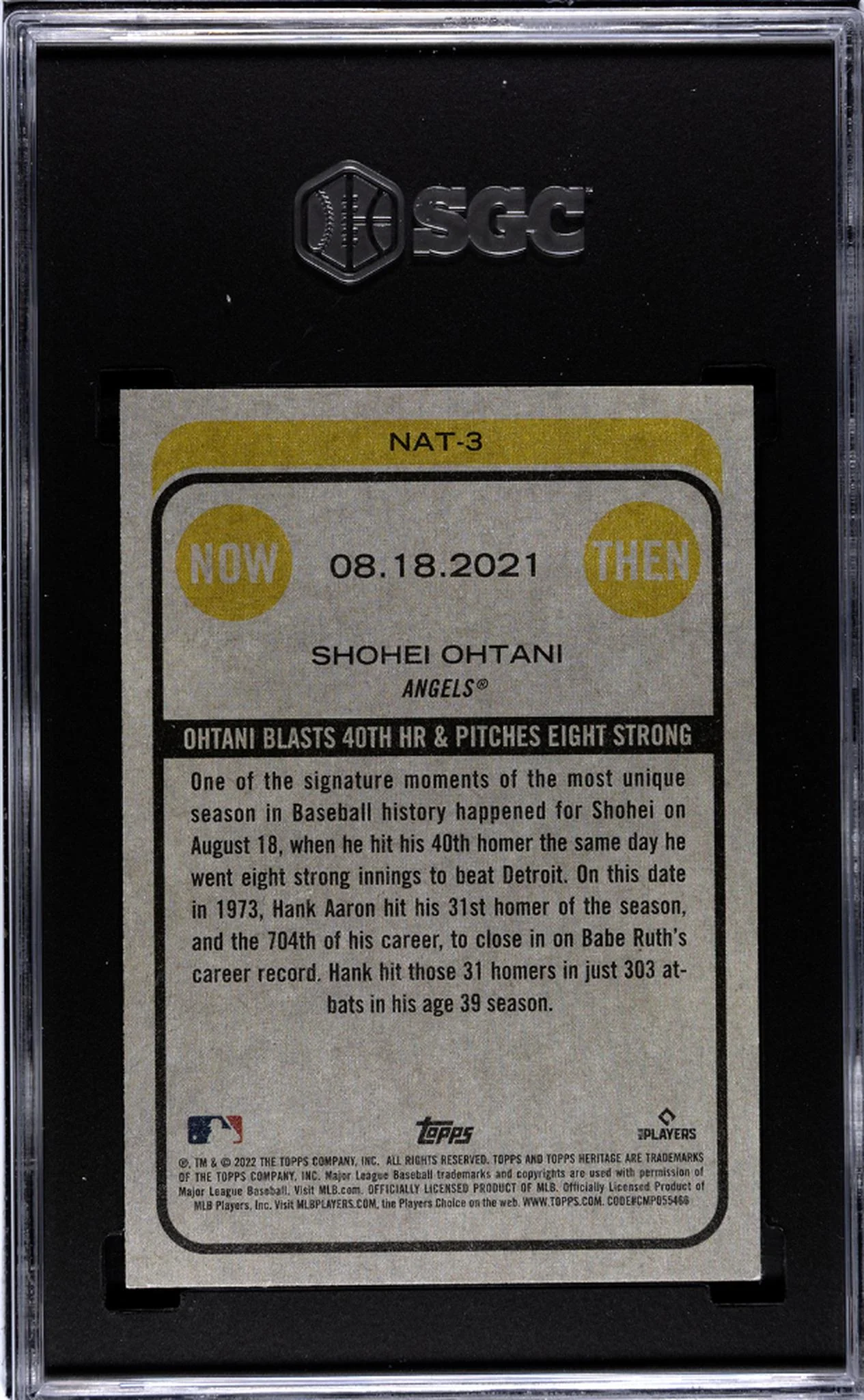 2022 Topps Heritage Now And Then Shohei Ohtani #NAT-3 SGC 9.5 - Image 2