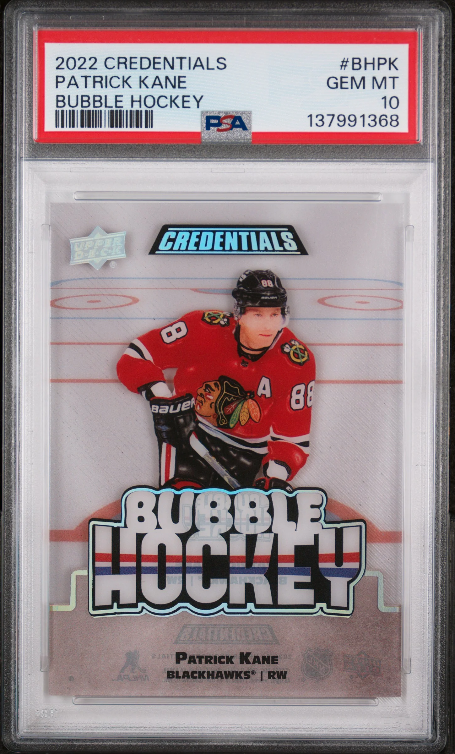 2022 Upper Deck Credentials Bubble Hockey Patrick Kane #BHPK PSA 10