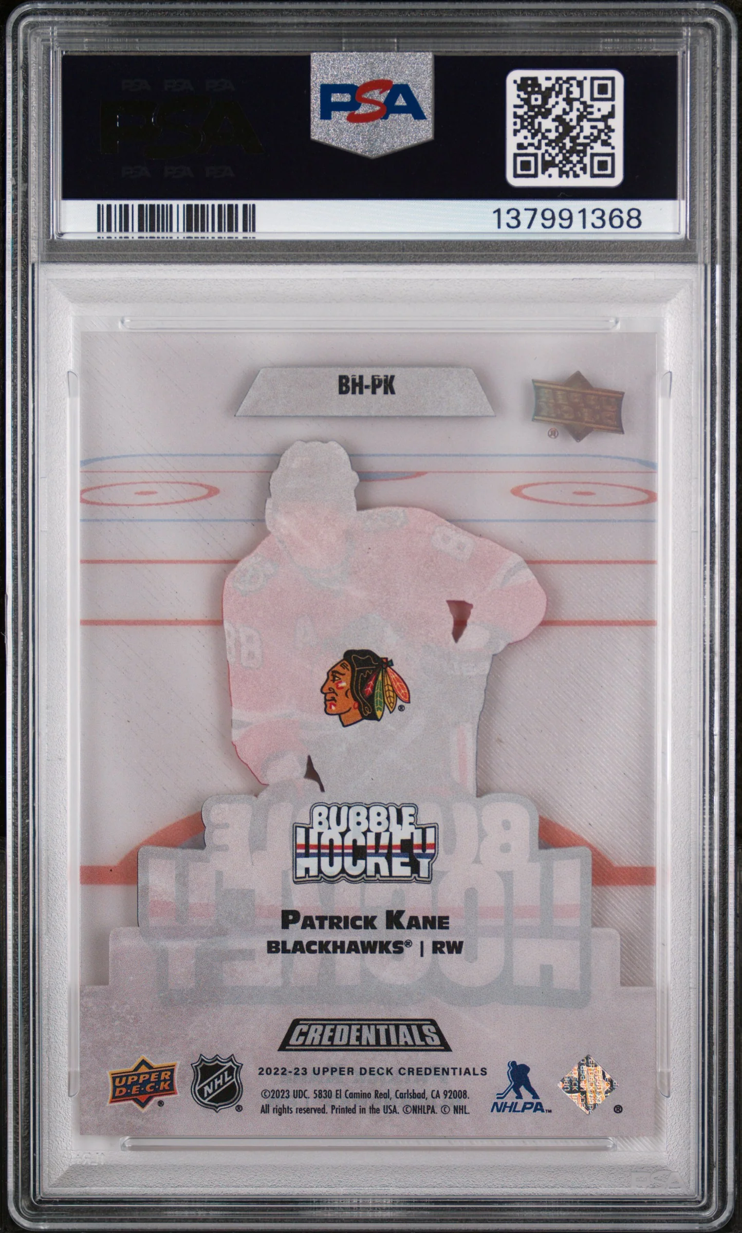 2022 Upper Deck Credentials Bubble Hockey Patrick Kane #BHPK PSA 10 - Image 2