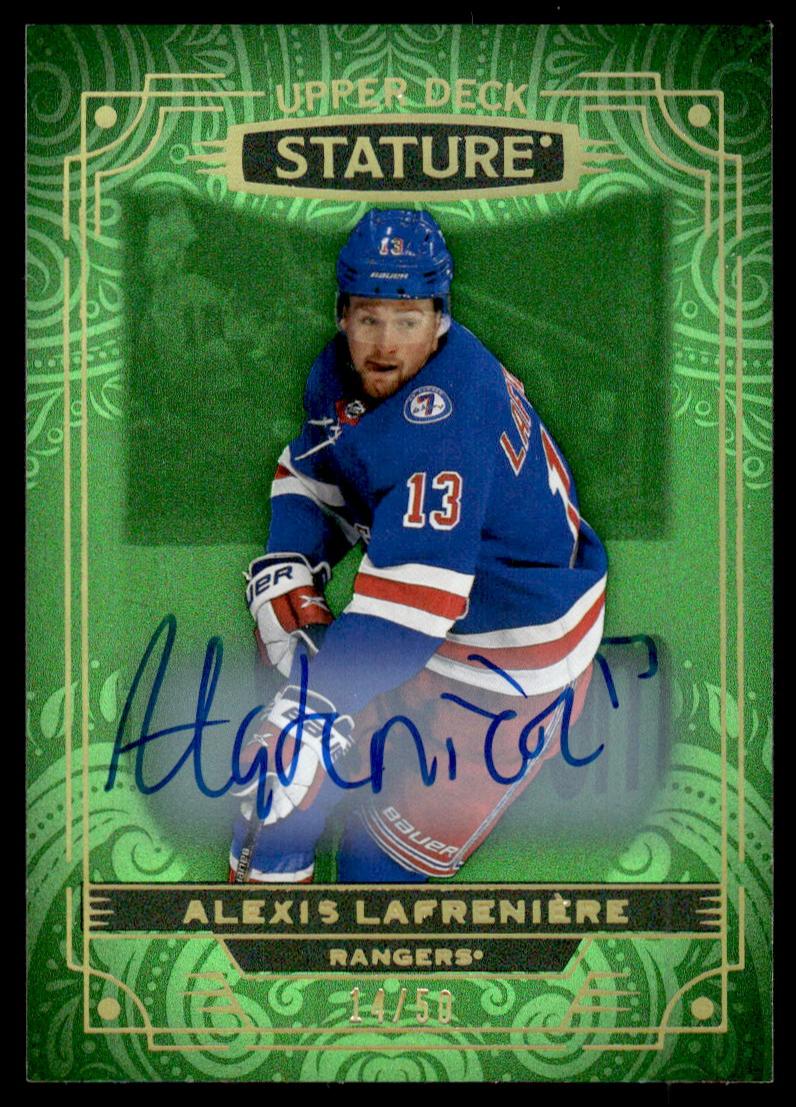 2022 Upper Deck Stature 78 Alexis Lafrenière /50 VG Rangers Auto