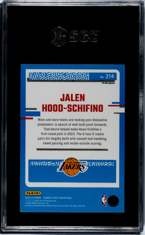 2023-24 Donruss Optic Holo Prizm Jalen Hood-Schifino #214 RC SGC 9.5 - Image 2
