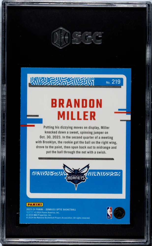 2023 Panini Donruss Optic Brandon Miller #219 RC SGC 9.5 - Image 2