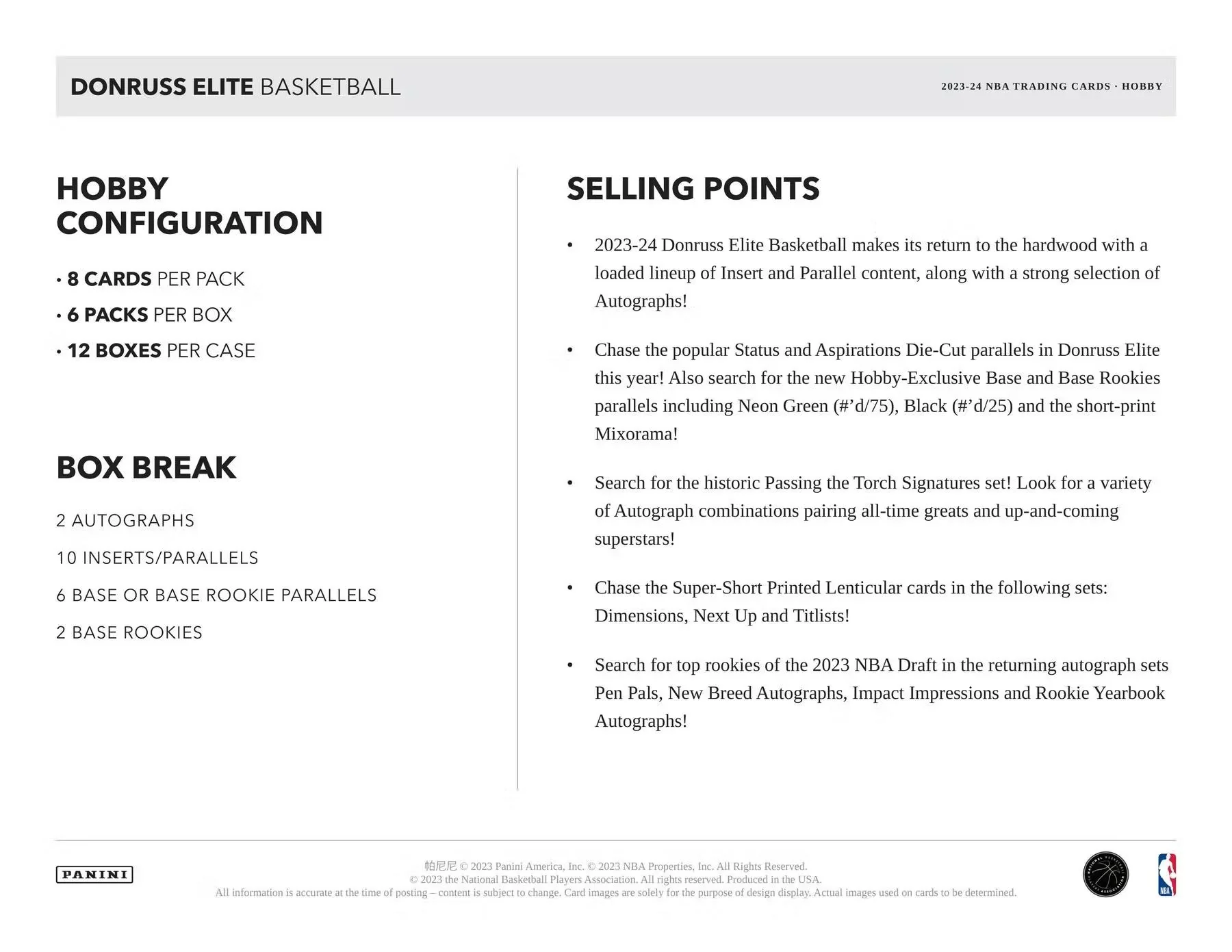 2023-24 Panini Donruss Elite Basketball Hobby Box - Image 3