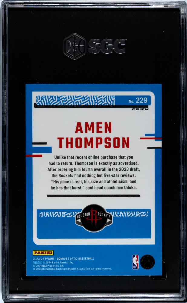 2023-24 Panini Donruss Optic Pink Hyper Prizm Amen Thompson #229 RC SGC 9.5 - Image 2
